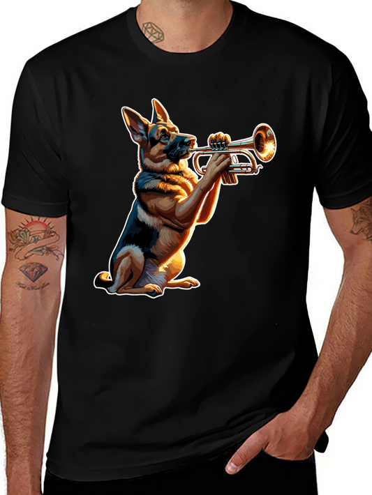 Dog Playing Trumpet Graphic Tee