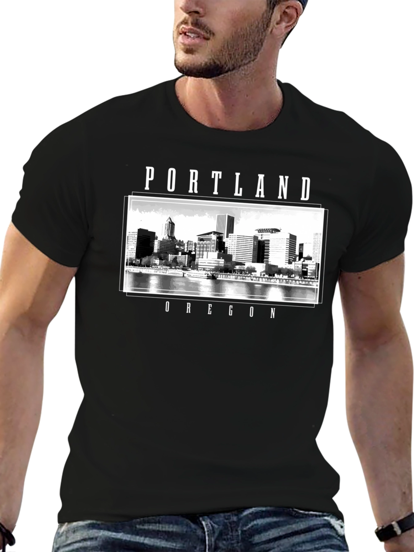 Portland Oregon Cityscape Graphic T-Shirt