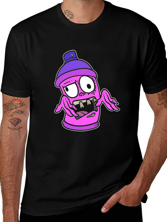 Cartoon Spray Can Graphic T-Shirt