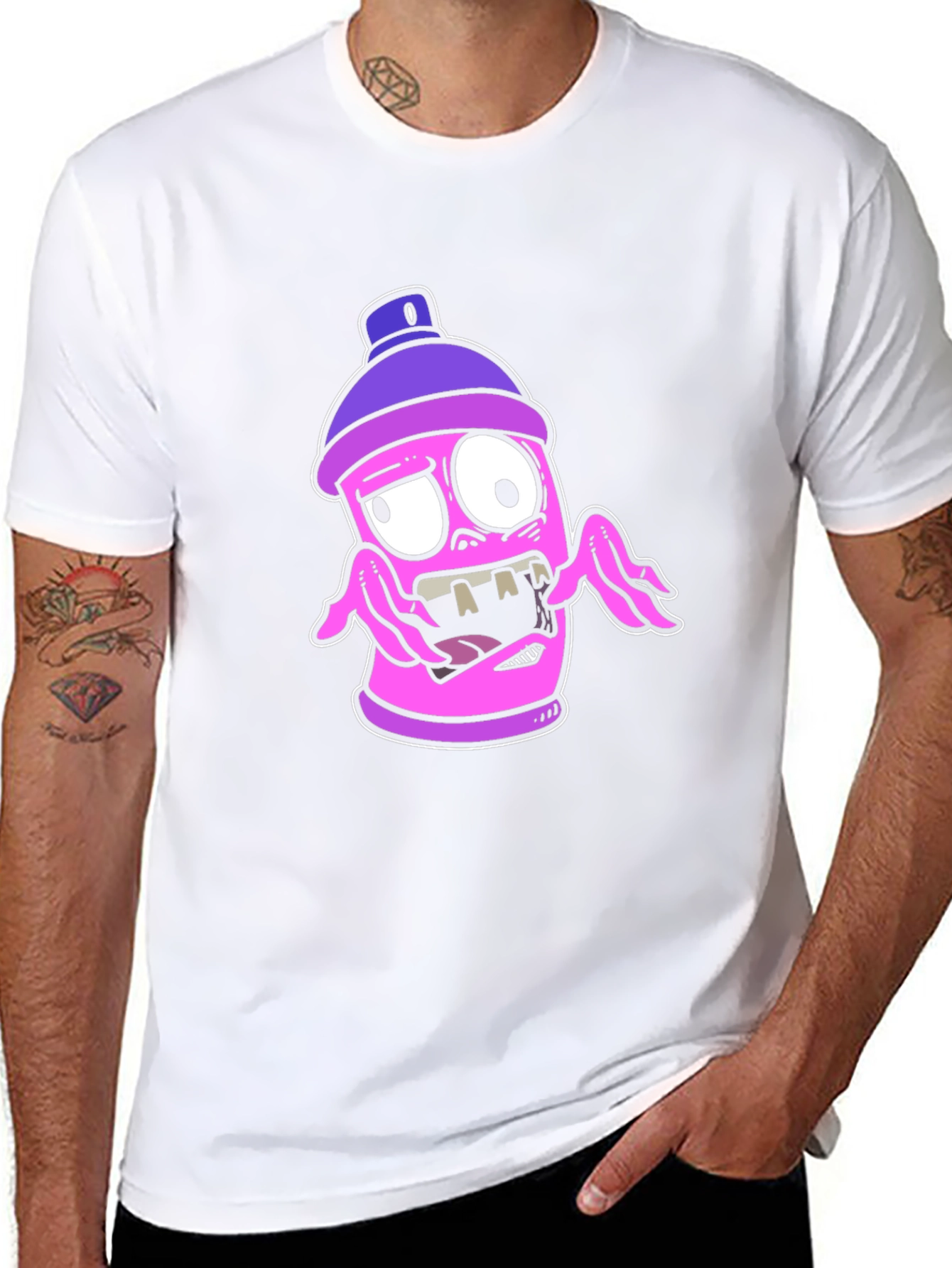 Cartoon Spray Can Graphic T-Shirt