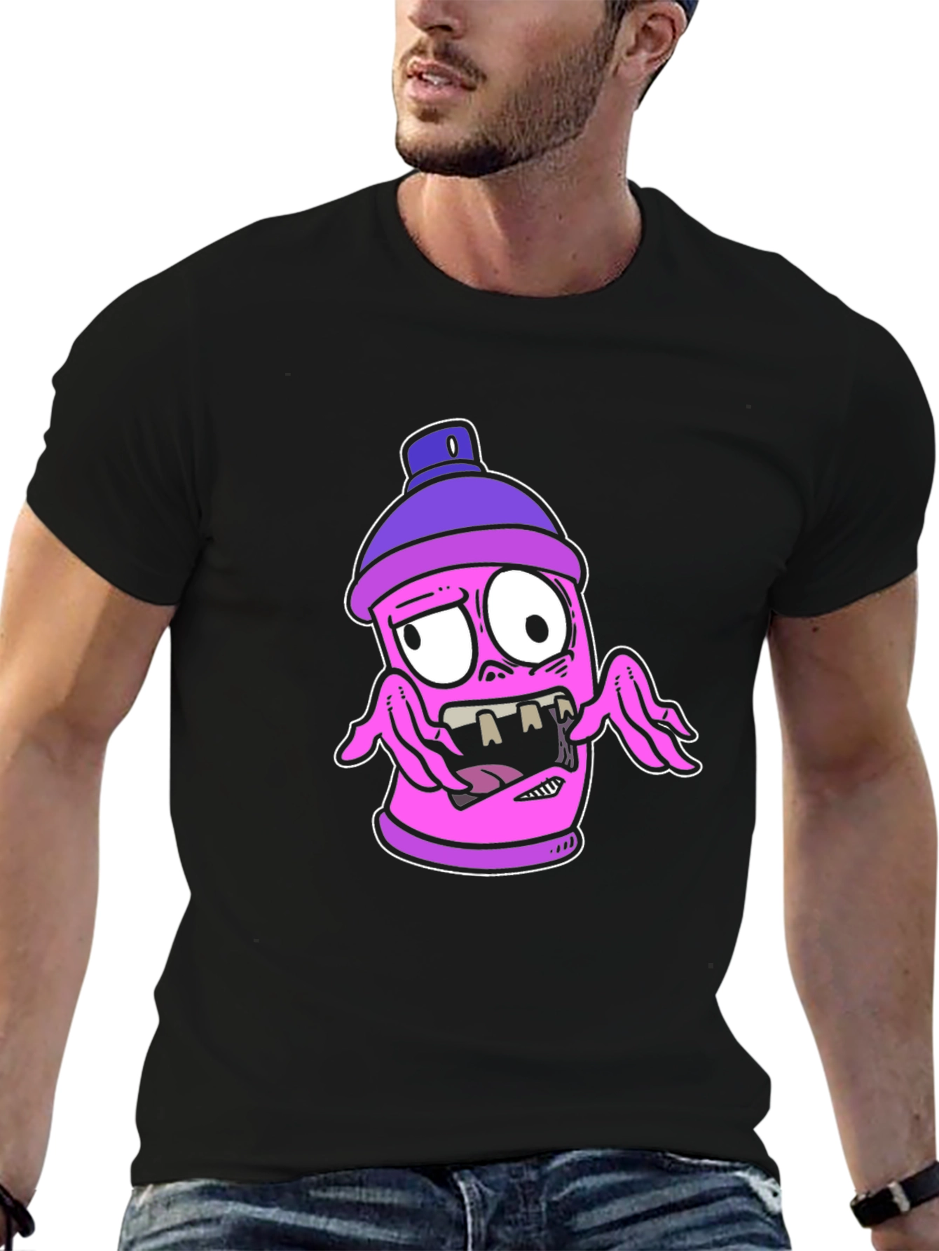 Cartoon Spray Can Graphic T-Shirt