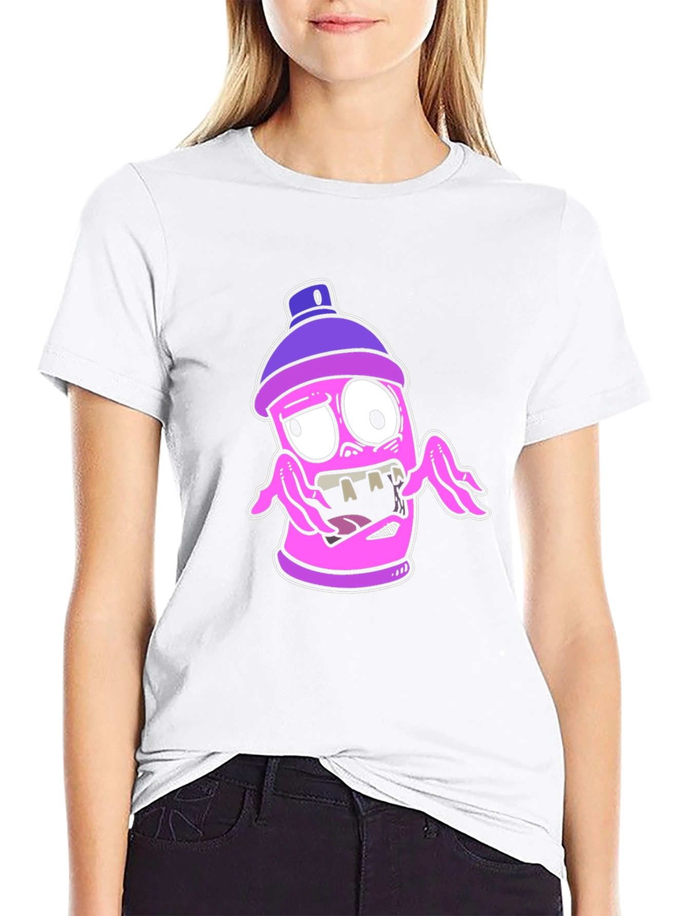 Cartoon Spray Can Graphic T-Shirt