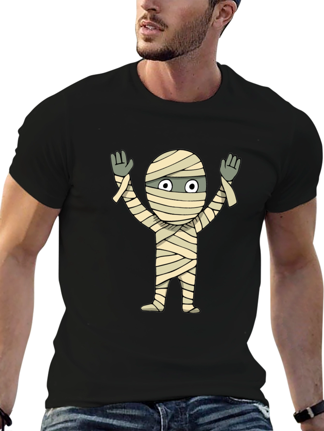Mummy Graphic Tee - Halloween Black T-Shirt