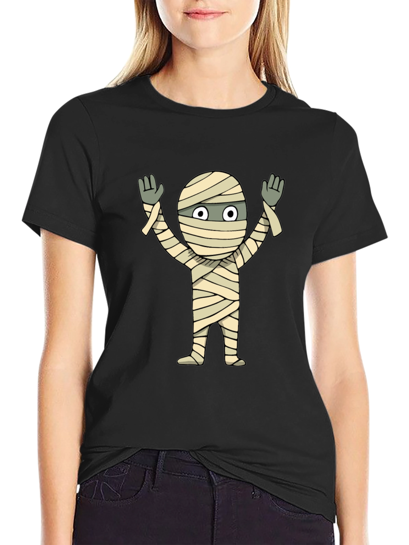 Mummy Graphic Tee - Halloween Black T-Shirt