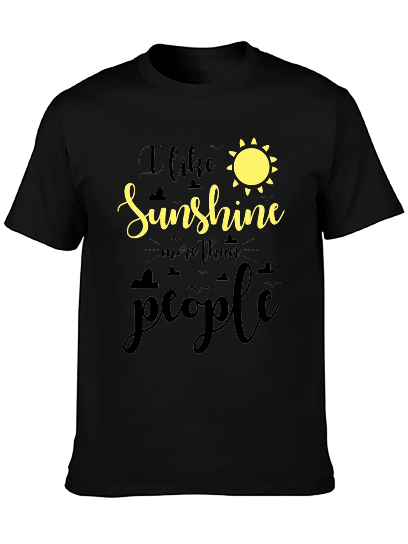 I Like Sunshine Black T-Shirt