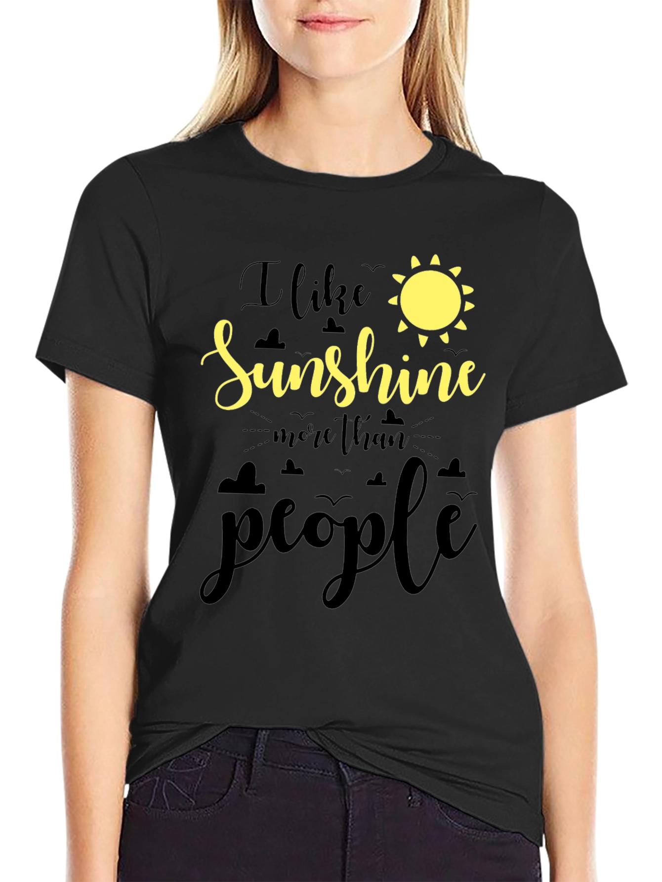 I Like Sunshine Black T-Shirt