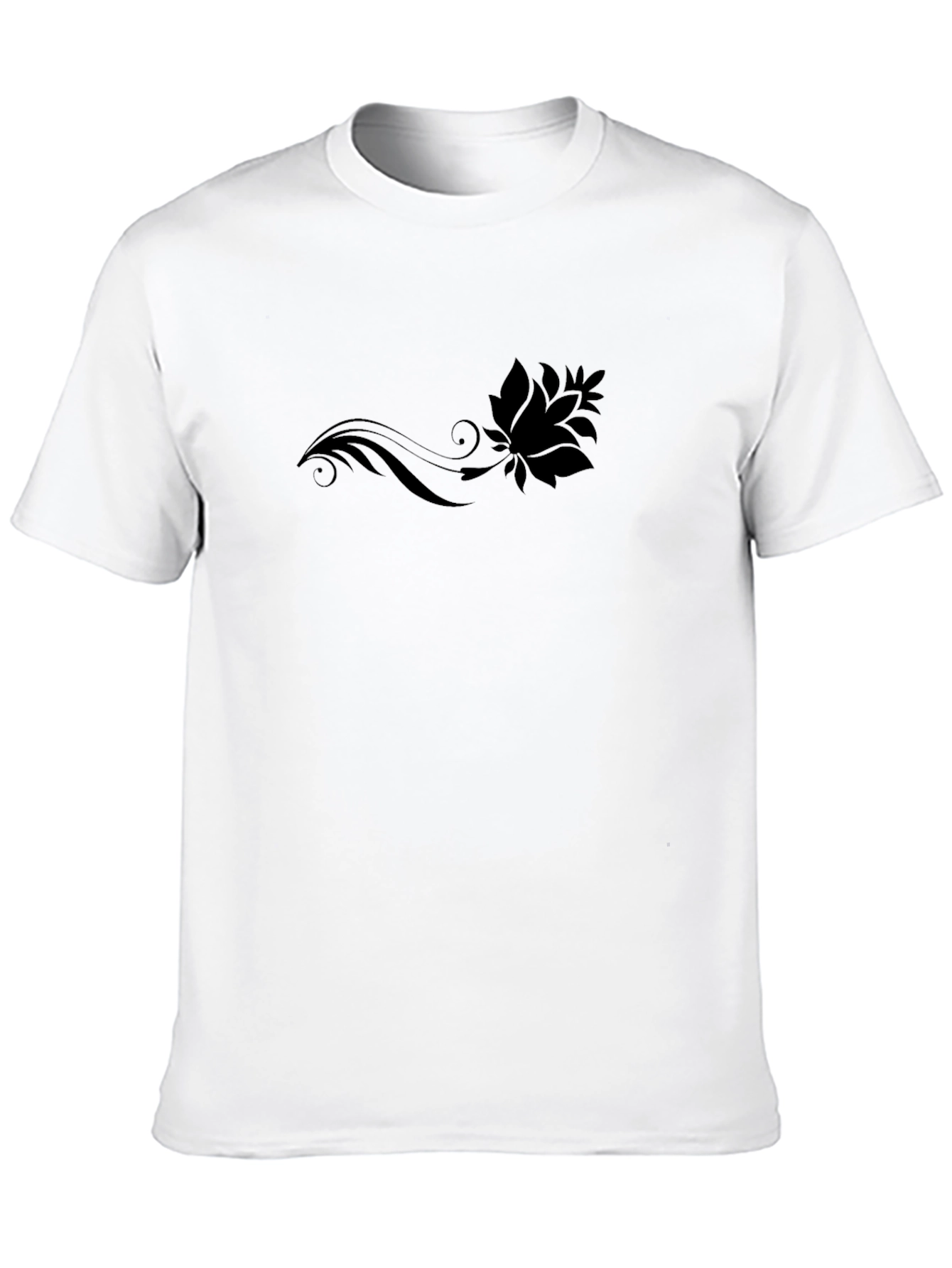 Mens Black T-Shirt with Floral Design