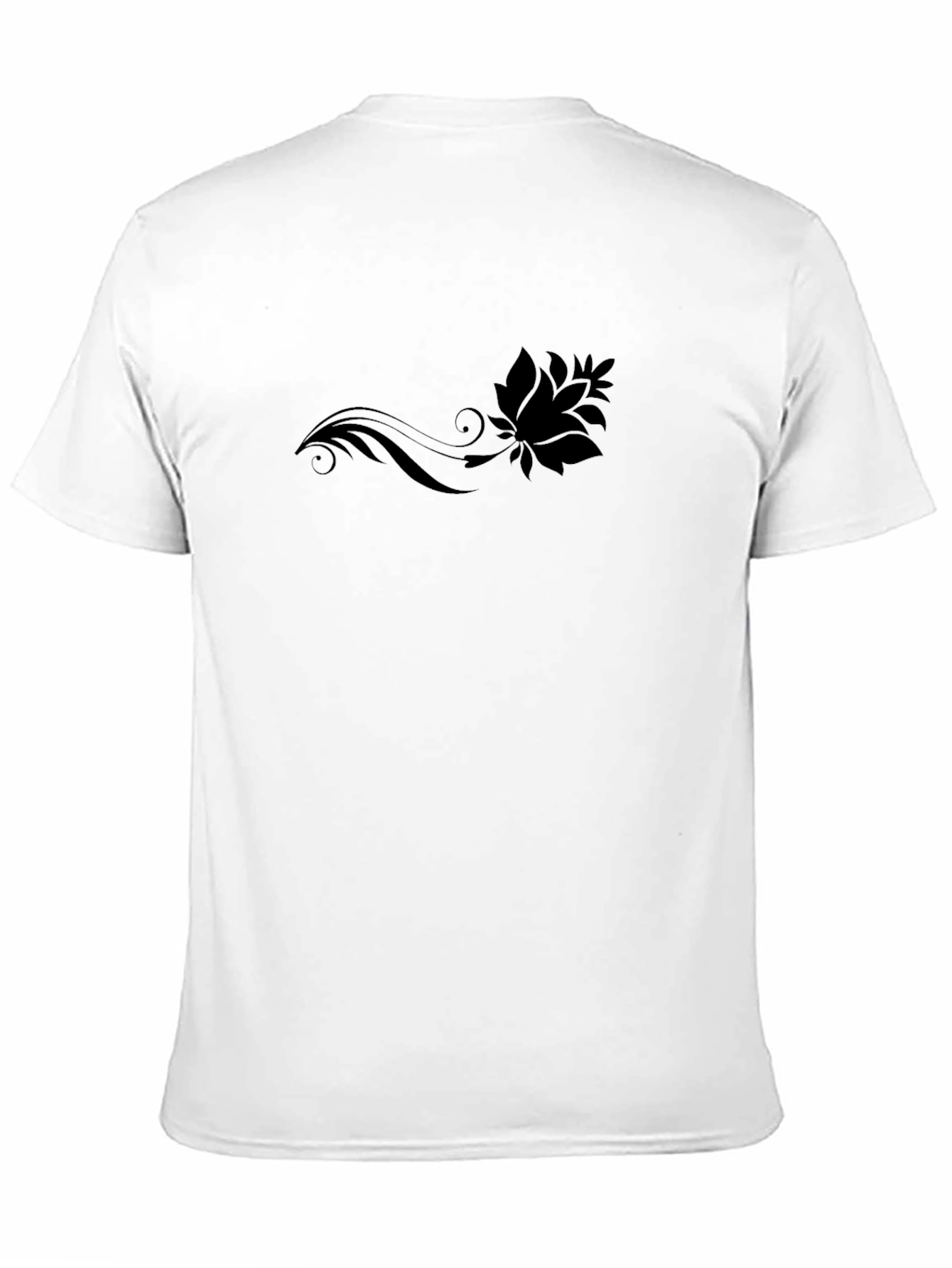 Mens Black T-Shirt with Floral Design