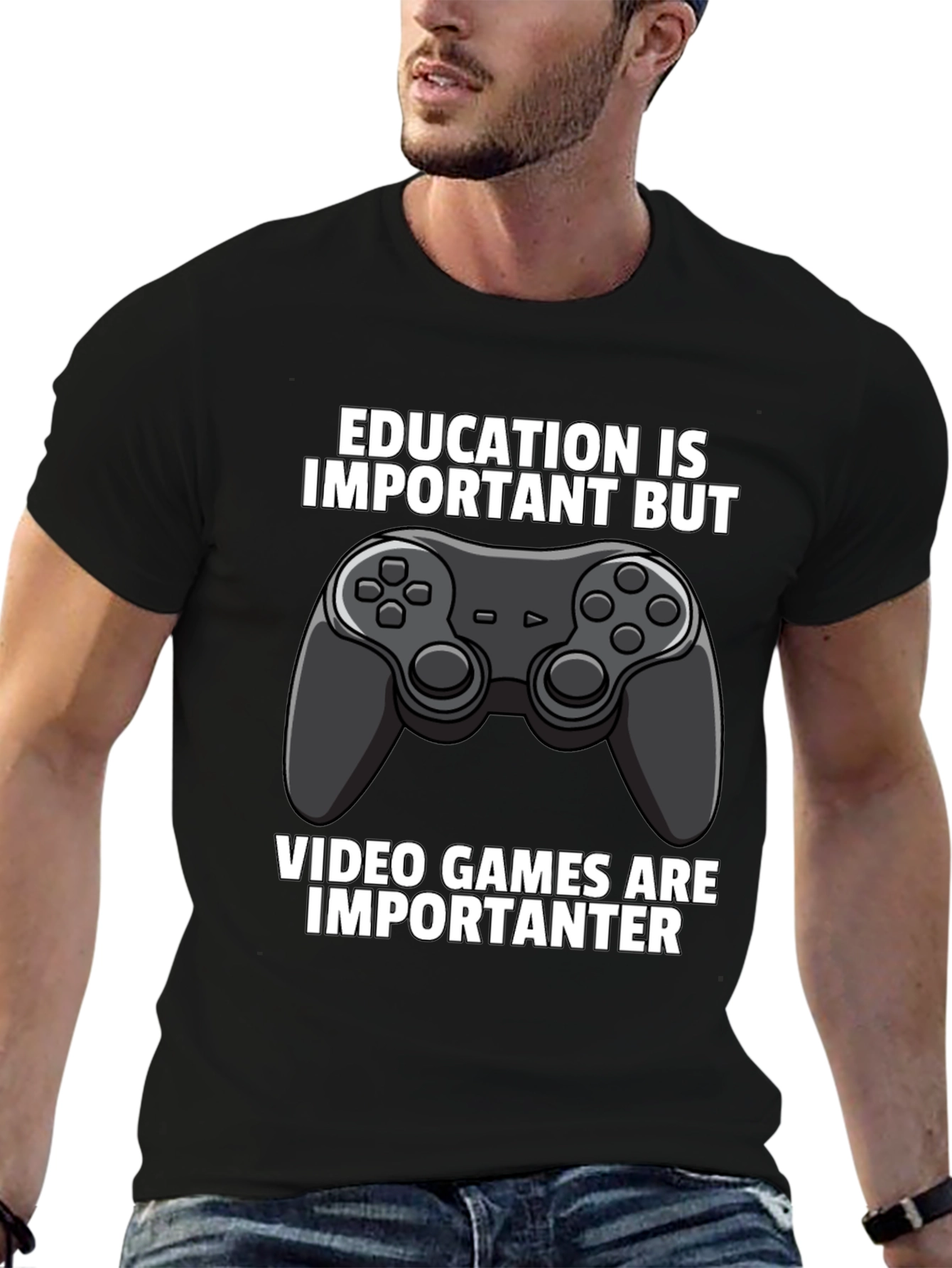 Funny Gamer T-Shirt: Education vs. Video Games