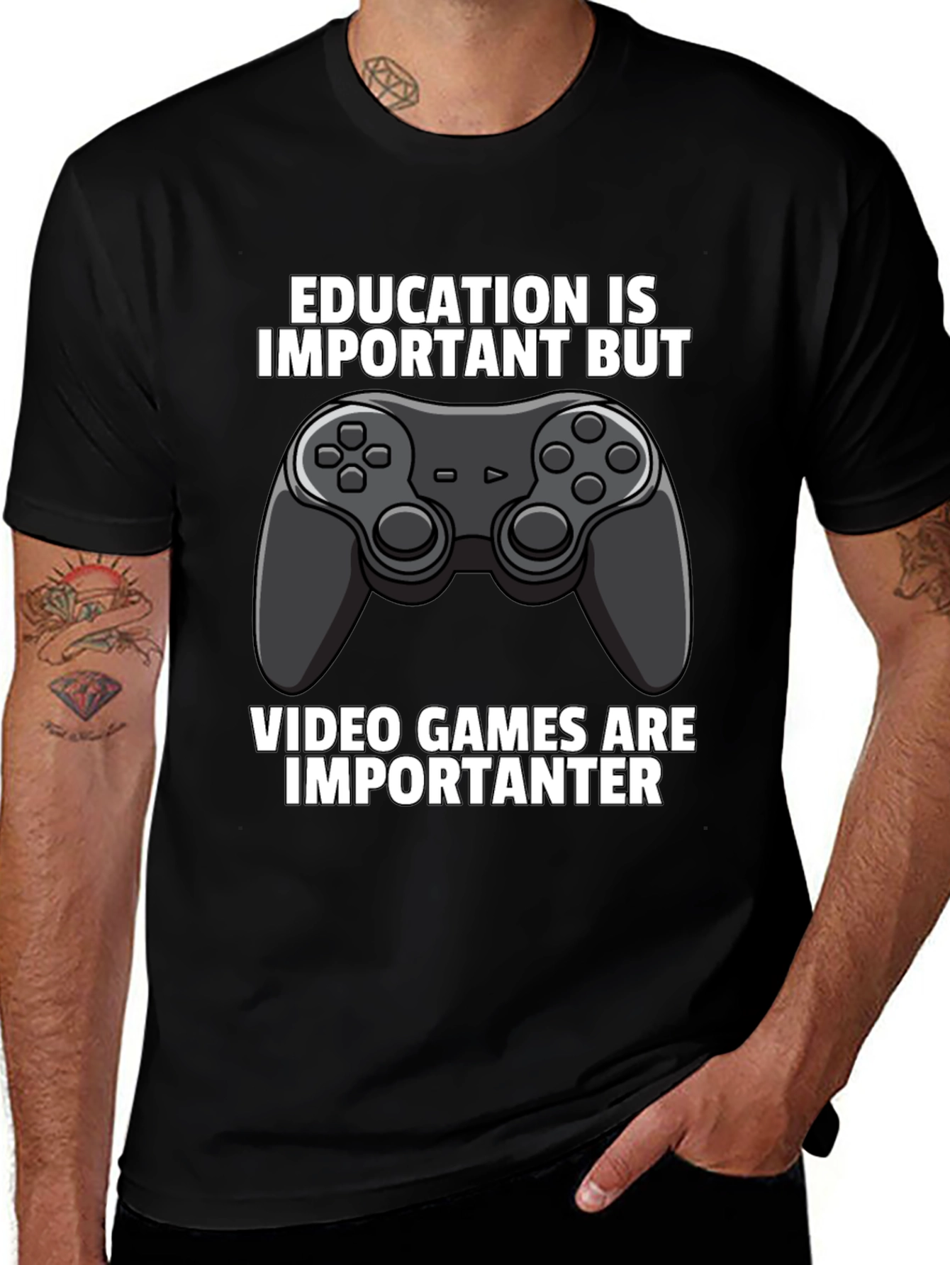 Funny Gamer T-Shirt: Education vs. Video Games