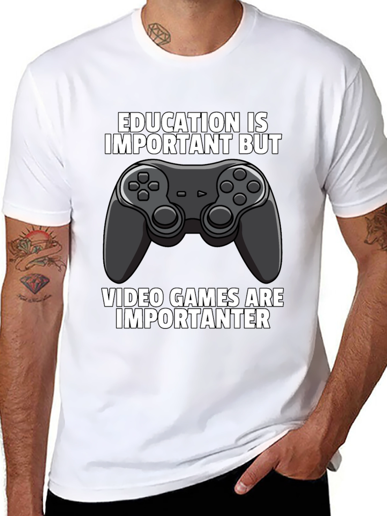 Funny Gamer T-Shirt: Education vs. Video Games