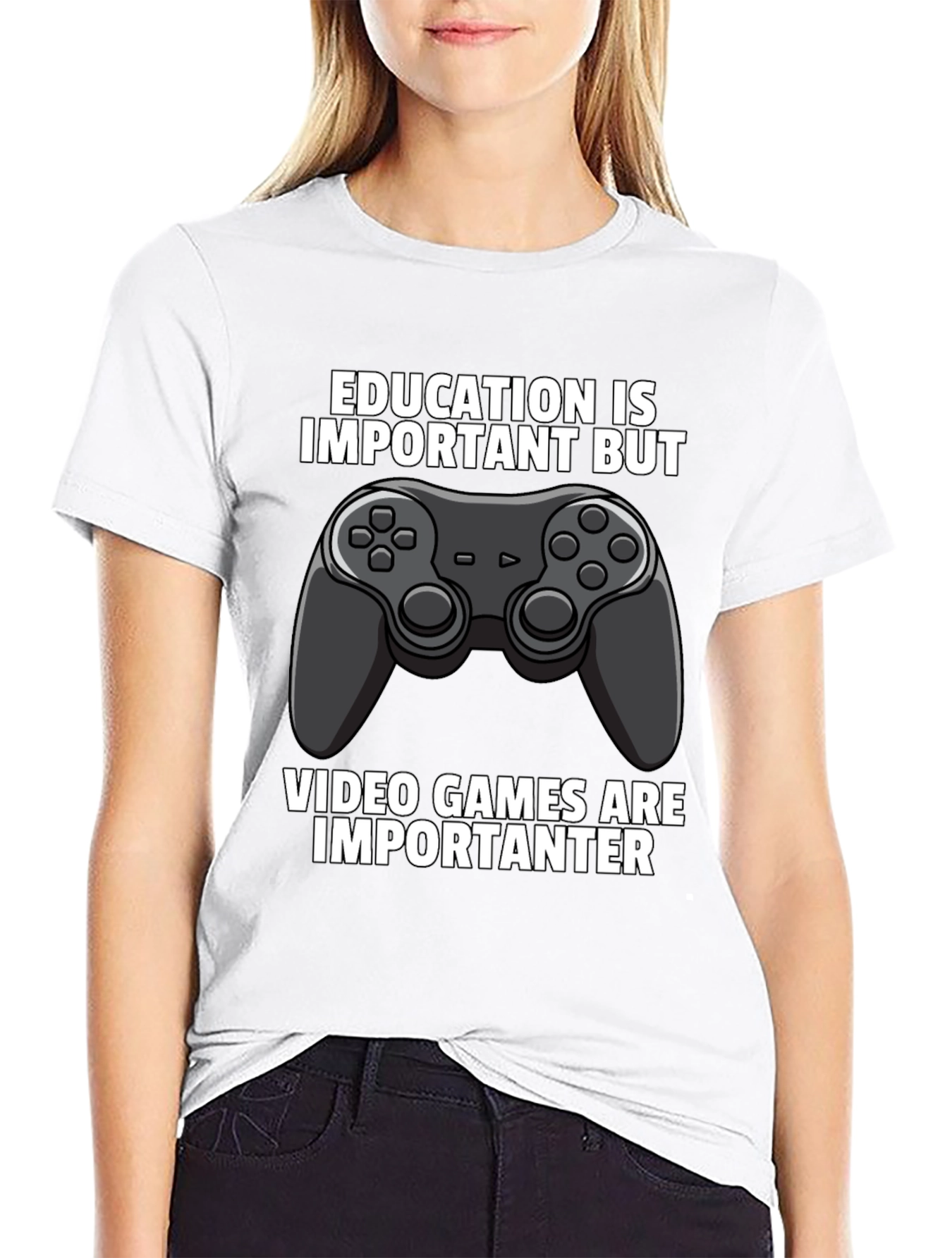 Funny Gamer T-Shirt: Education vs. Video Games