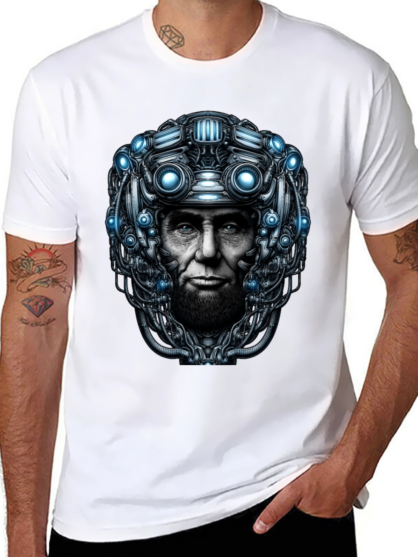 Cyberpunk Lincoln T-Shirt - Futuristic Design