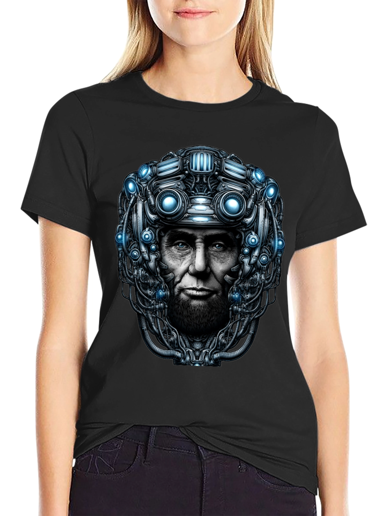 Cyberpunk Lincoln T-Shirt - Futuristic Design