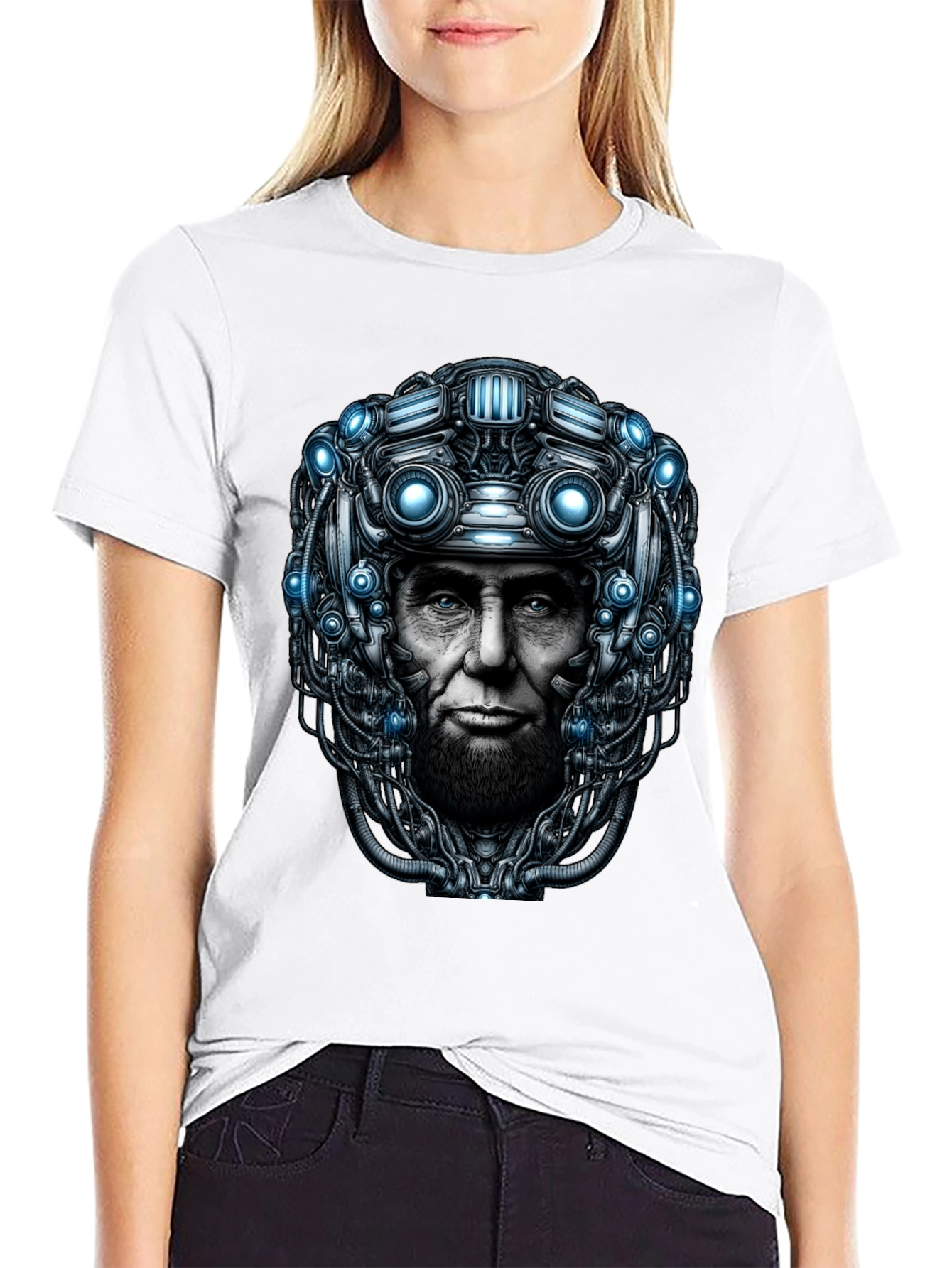 Cyberpunk Lincoln T-Shirt - Futuristic Design
