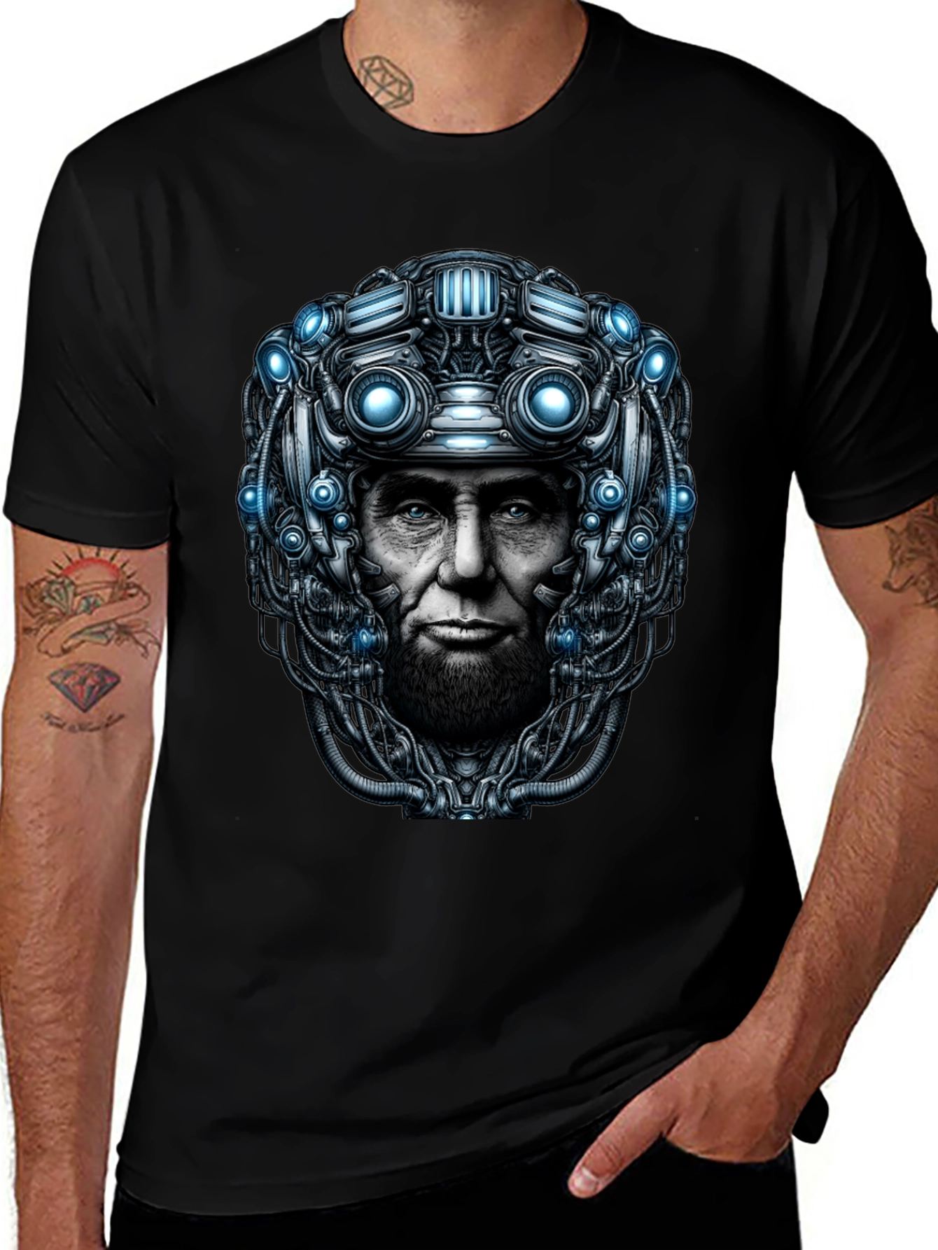 Cyberpunk Lincoln T-Shirt - Futuristic Design