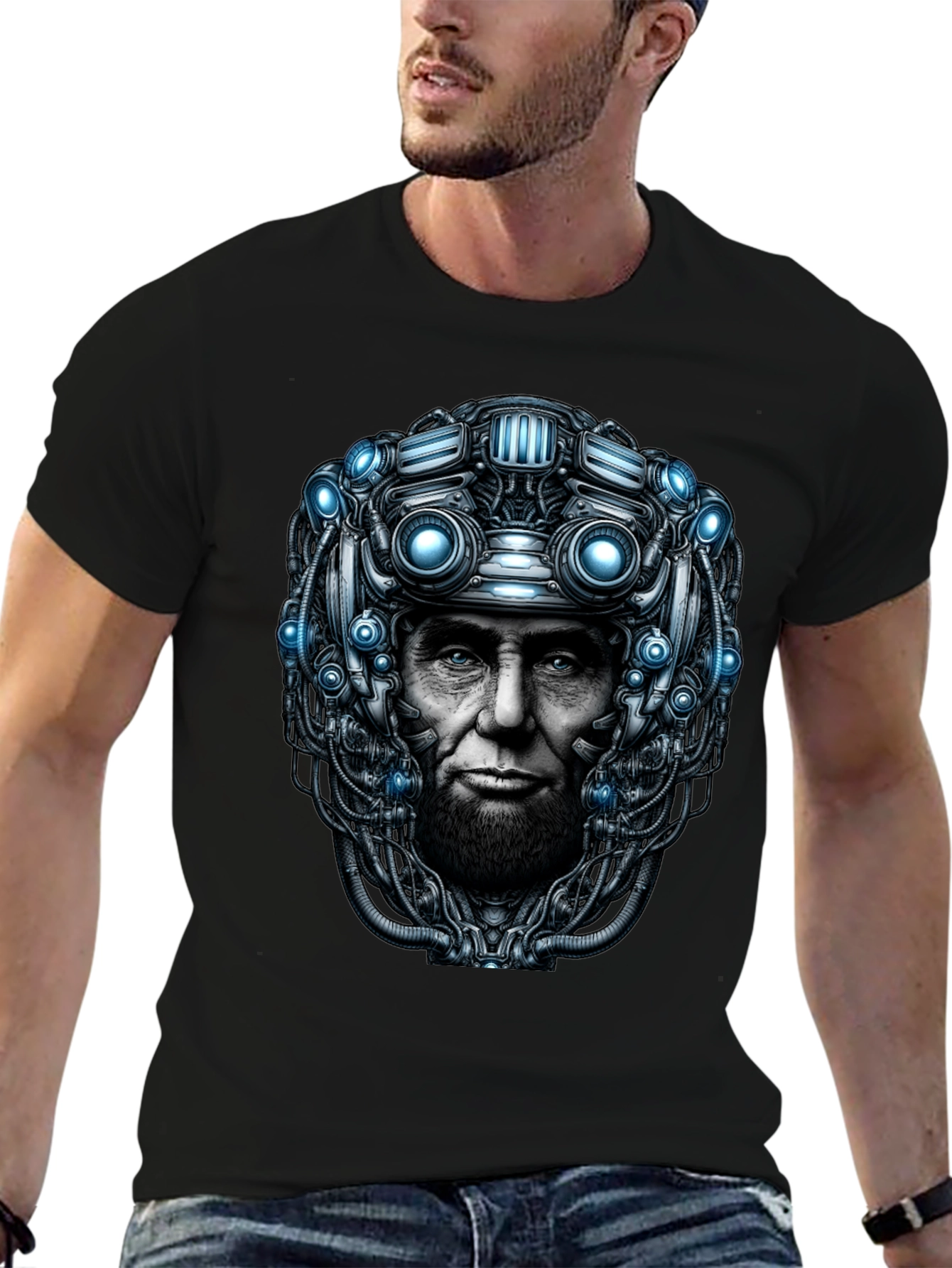 Cyberpunk Lincoln T-Shirt - Futuristic Design