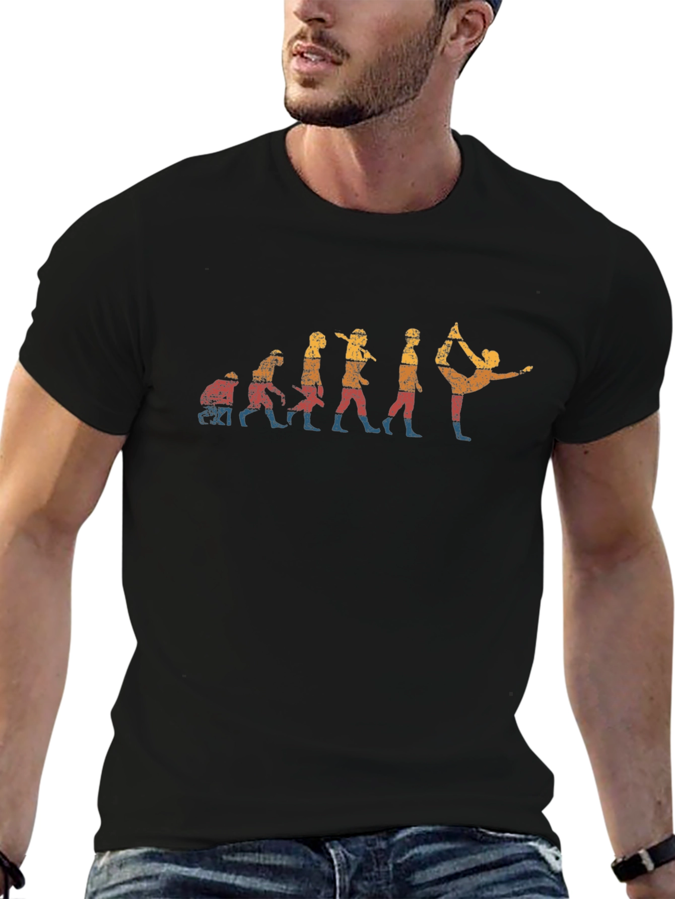 Yoga Evolution Graphic Tee - Black Cotton Blend