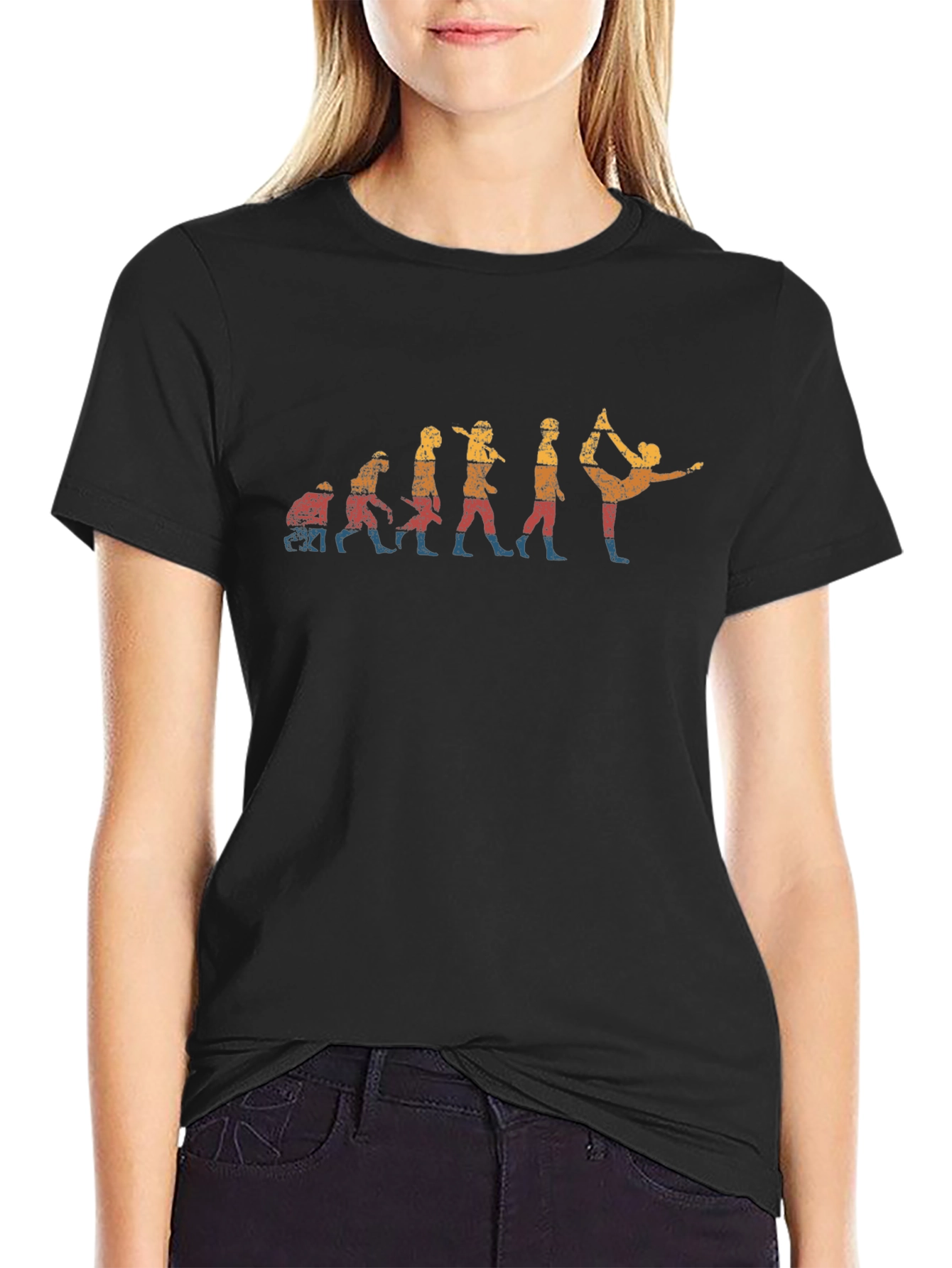 Yoga Evolution Graphic Tee - Black Cotton Blend