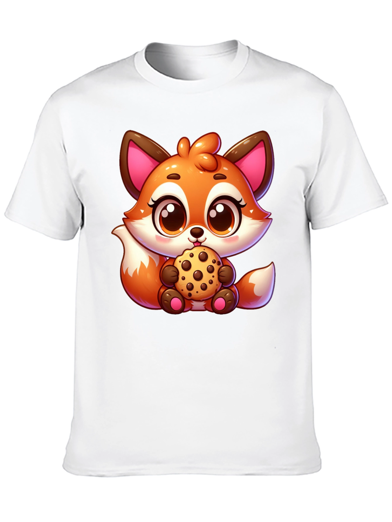 Cute Fox Cookie Black T-Shirt