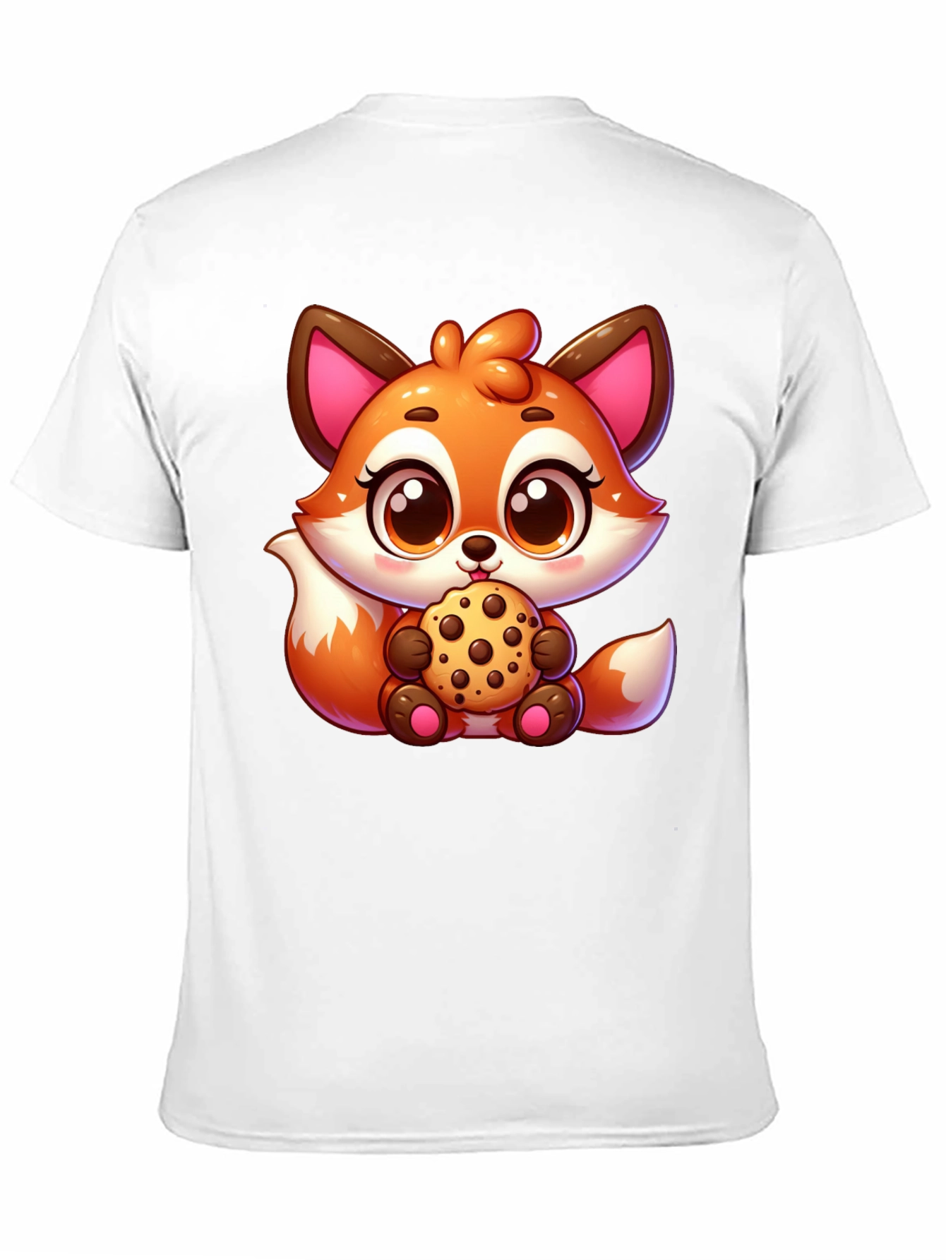 Cute Fox Cookie Black T-Shirt