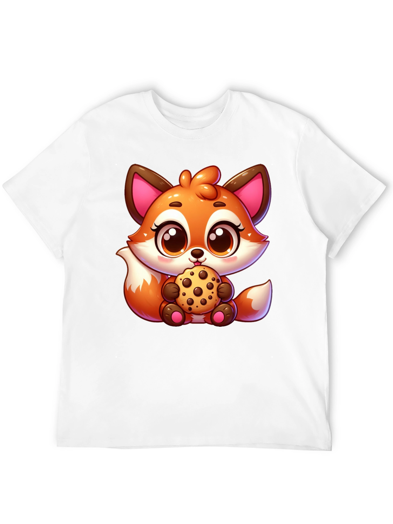 Cute Fox Cookie Black T-Shirt