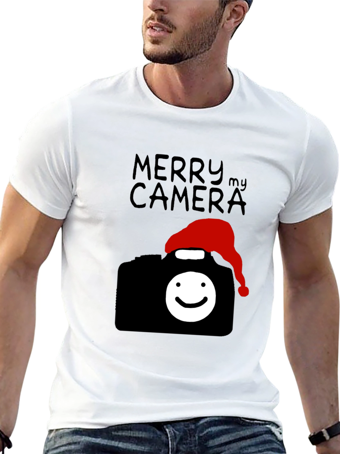 Merry My Camera Graphic Tee - Holiday Photography Shirt