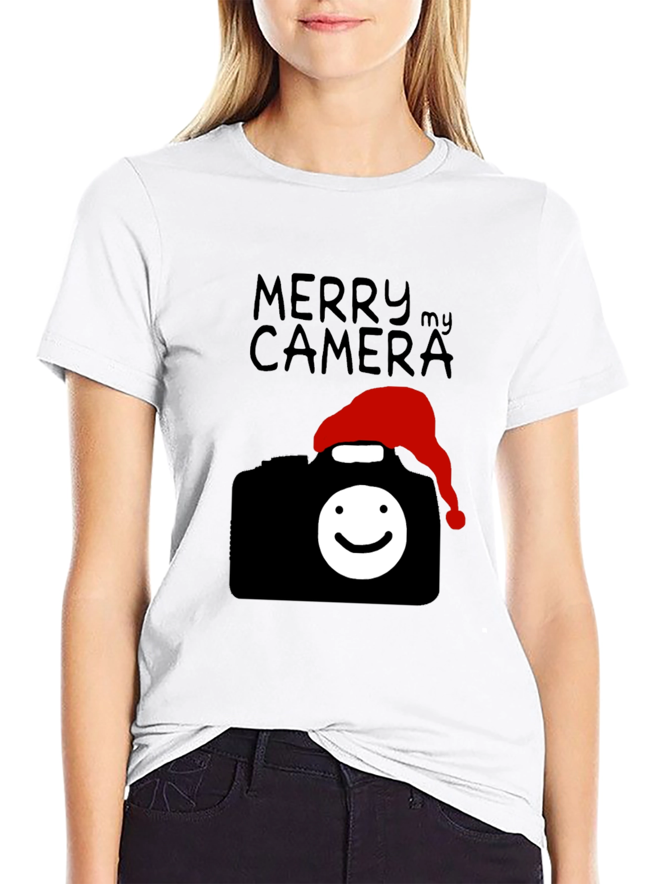 Merry My Camera Graphic Tee - Holiday Photography Shirt