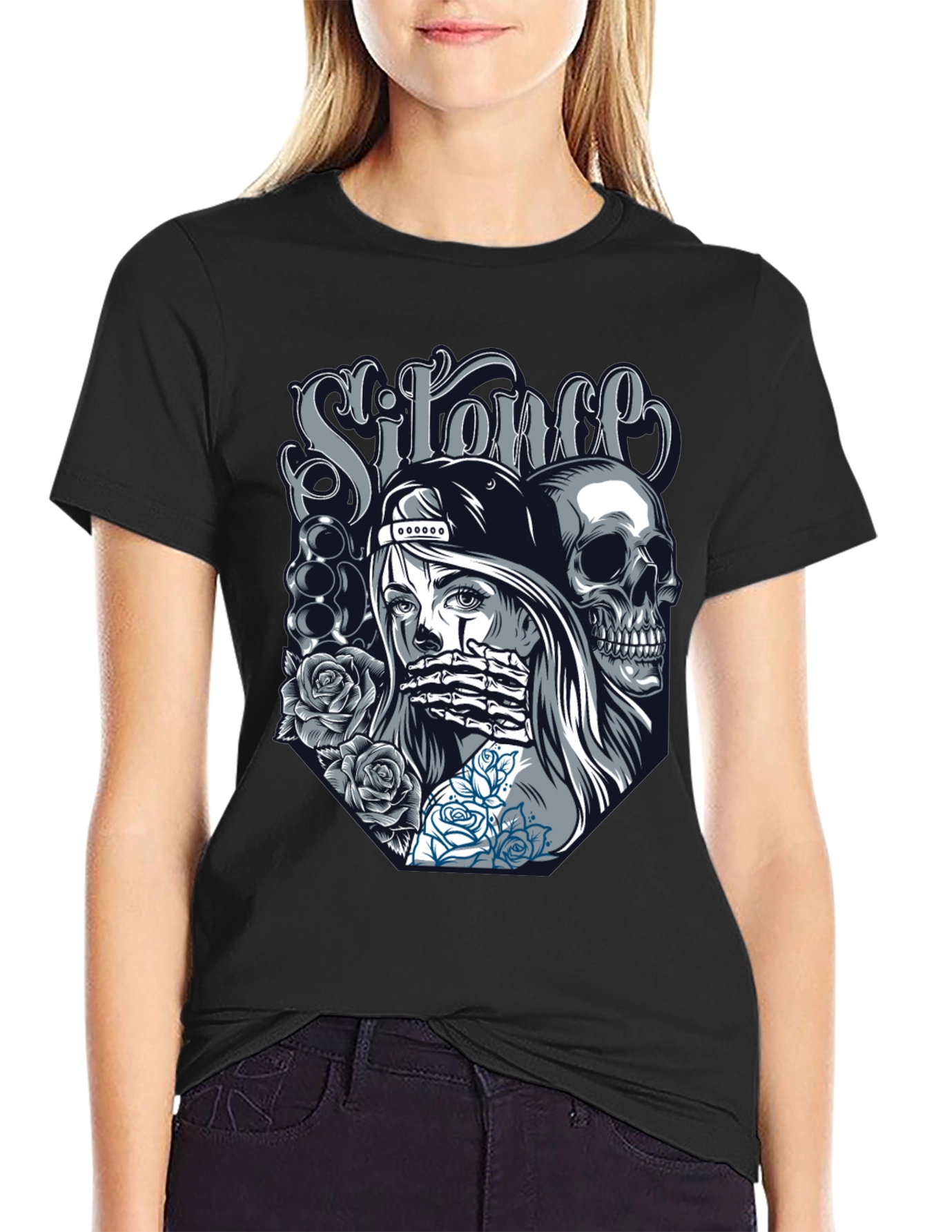 Silence Graphic Print T-Shirt