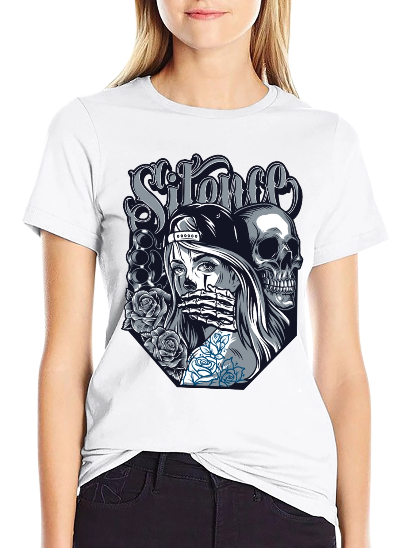 Silence Graphic Print T-Shirt
