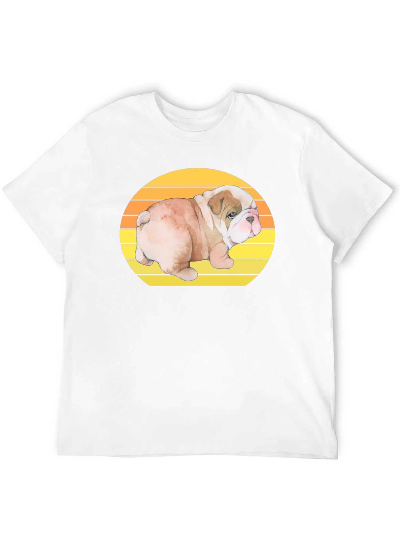 Bulldog Puppy Sunset Graphic T-Shirt
