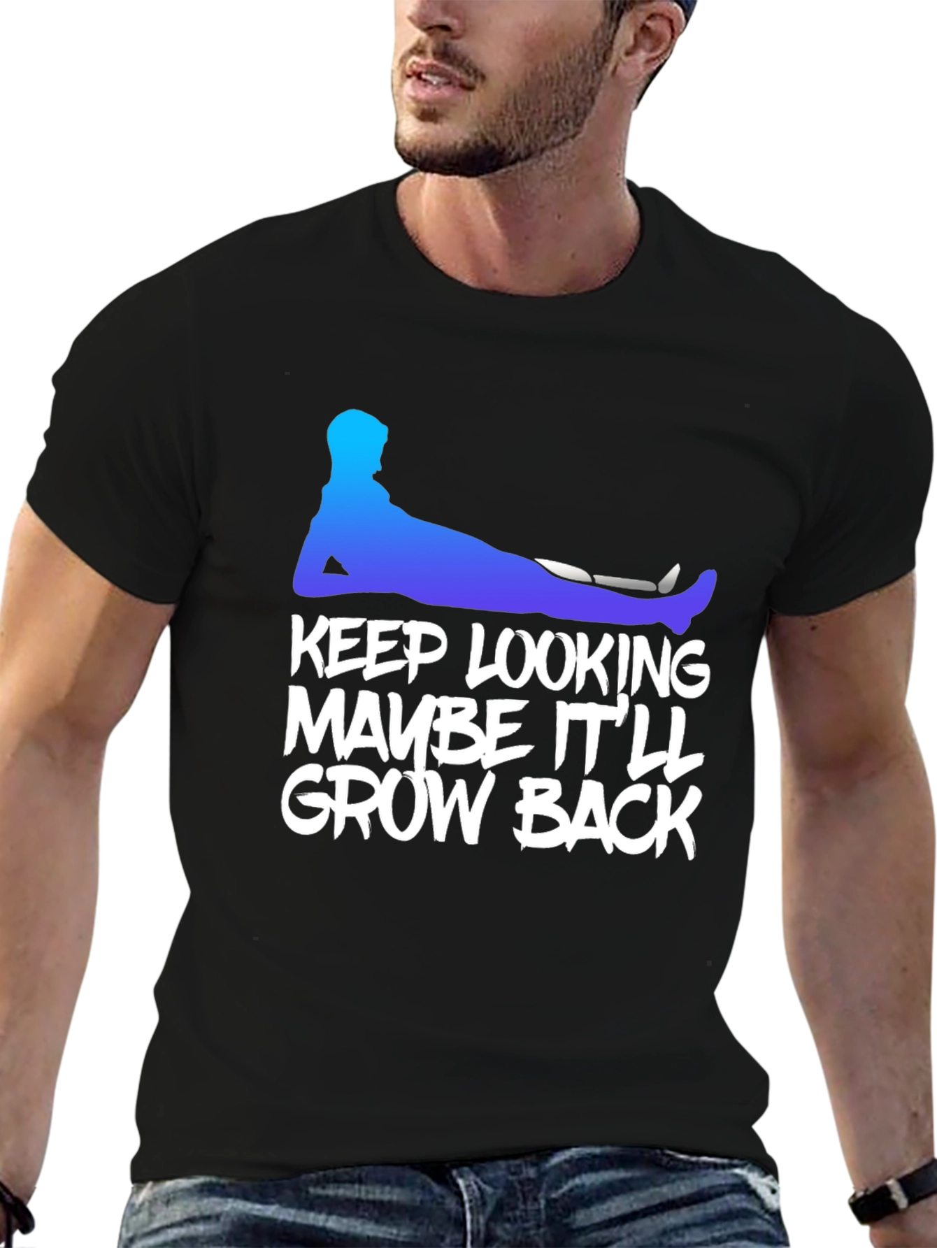 Humorous Grow Back Graphic Tee - Black