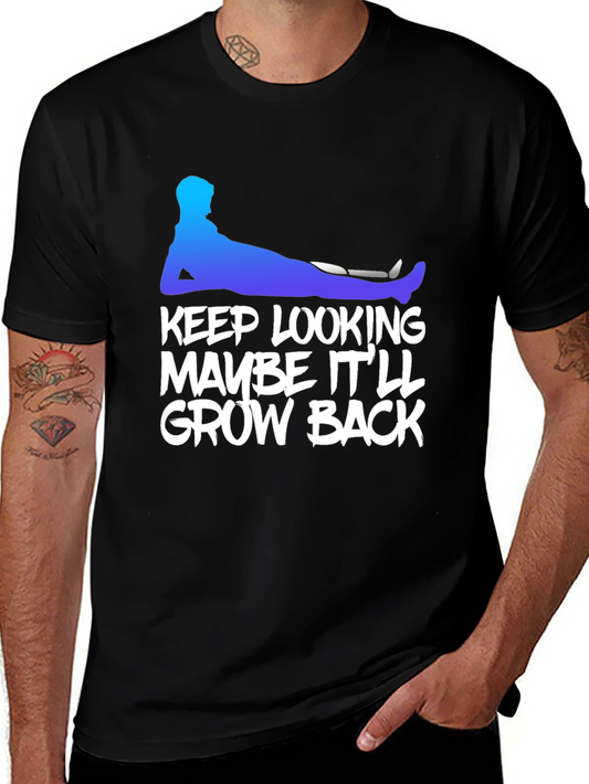 Humorous Grow Back Graphic Tee - Black