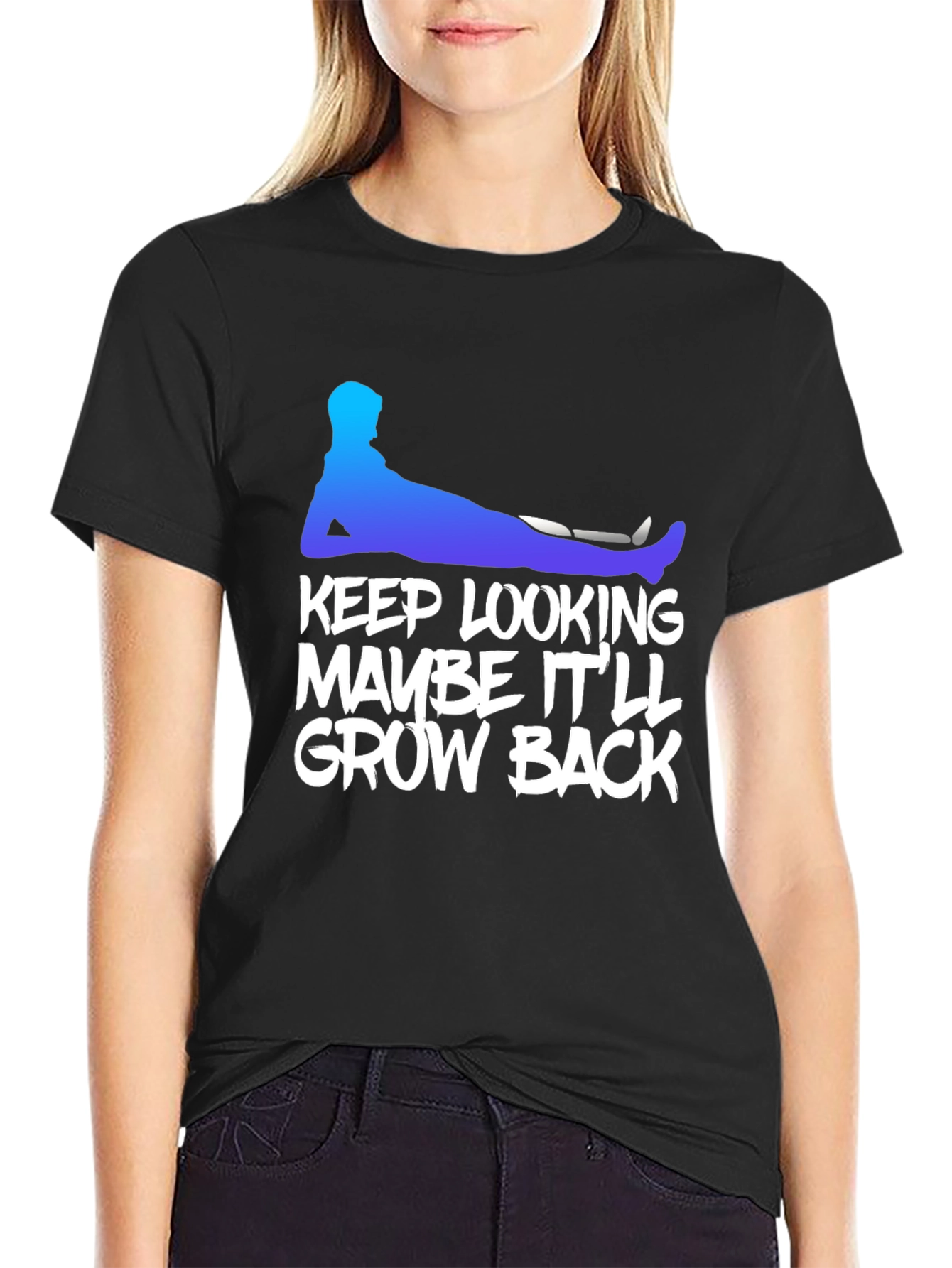 Humorous Grow Back Graphic Tee - Black
