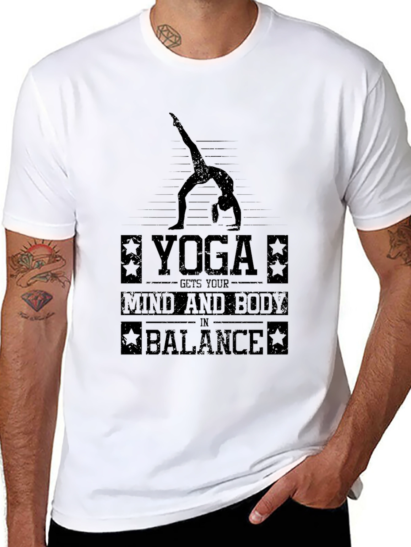 Yoga Mind & Body Balance Black Graphic T-Shirt