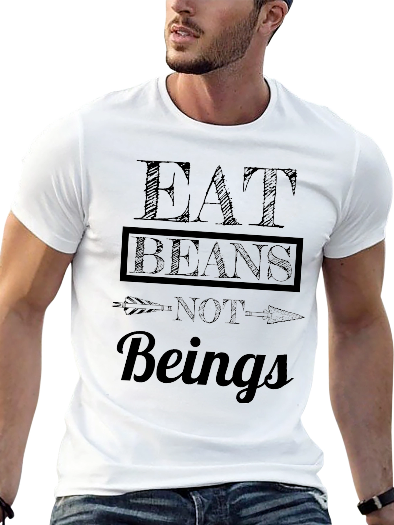 Eat Beans Not Beings Funny Vegetarian T-Shirt