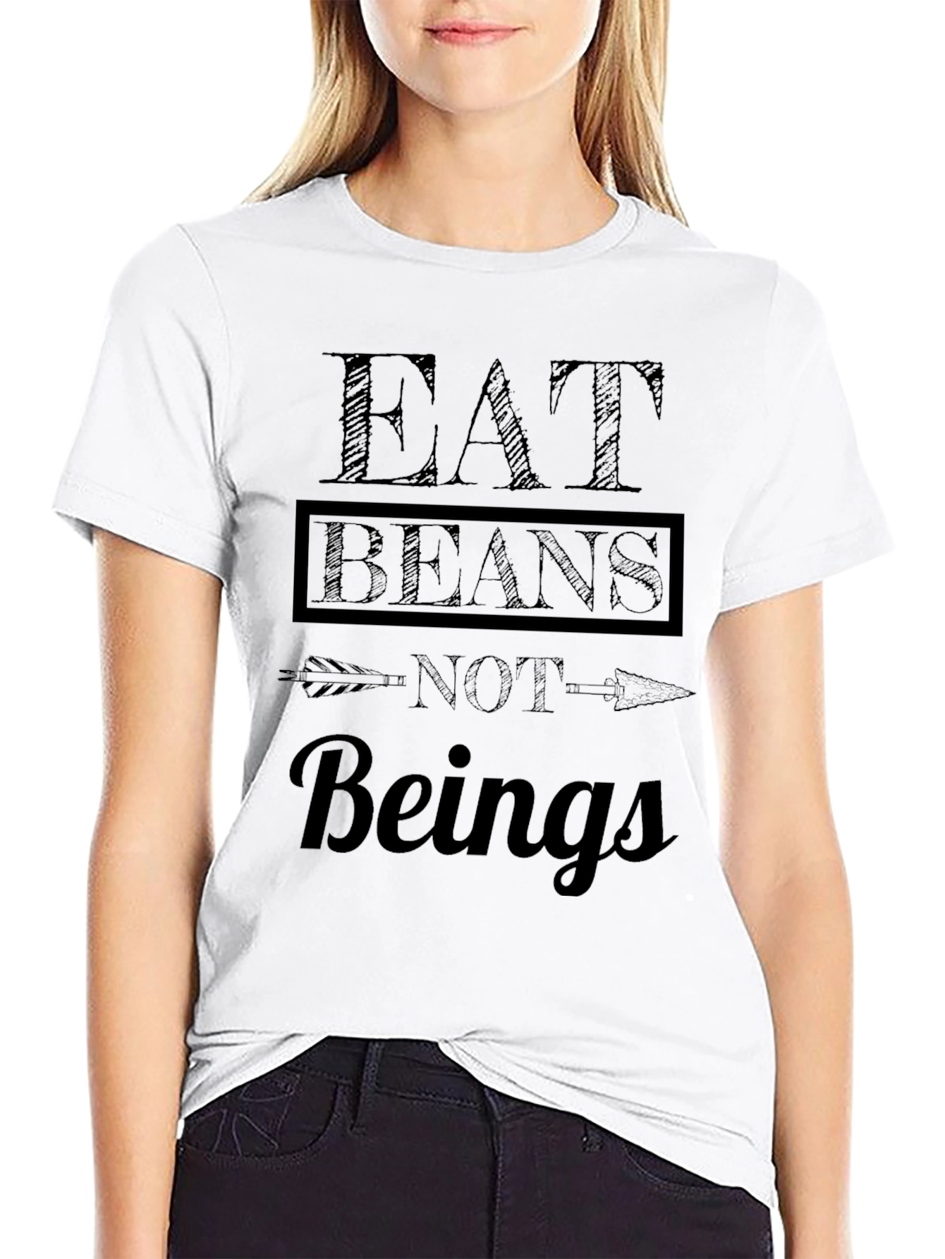 Eat Beans Not Beings Funny Vegetarian T-Shirt