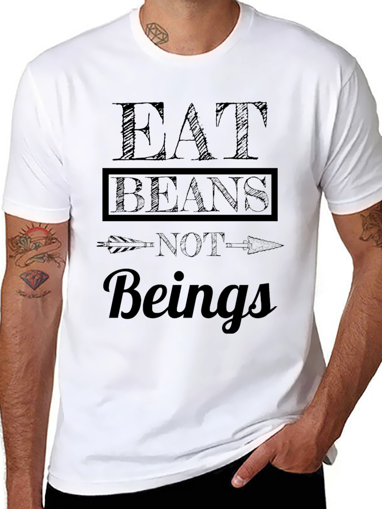 Eat Beans Not Beings Funny Vegetarian T-Shirt