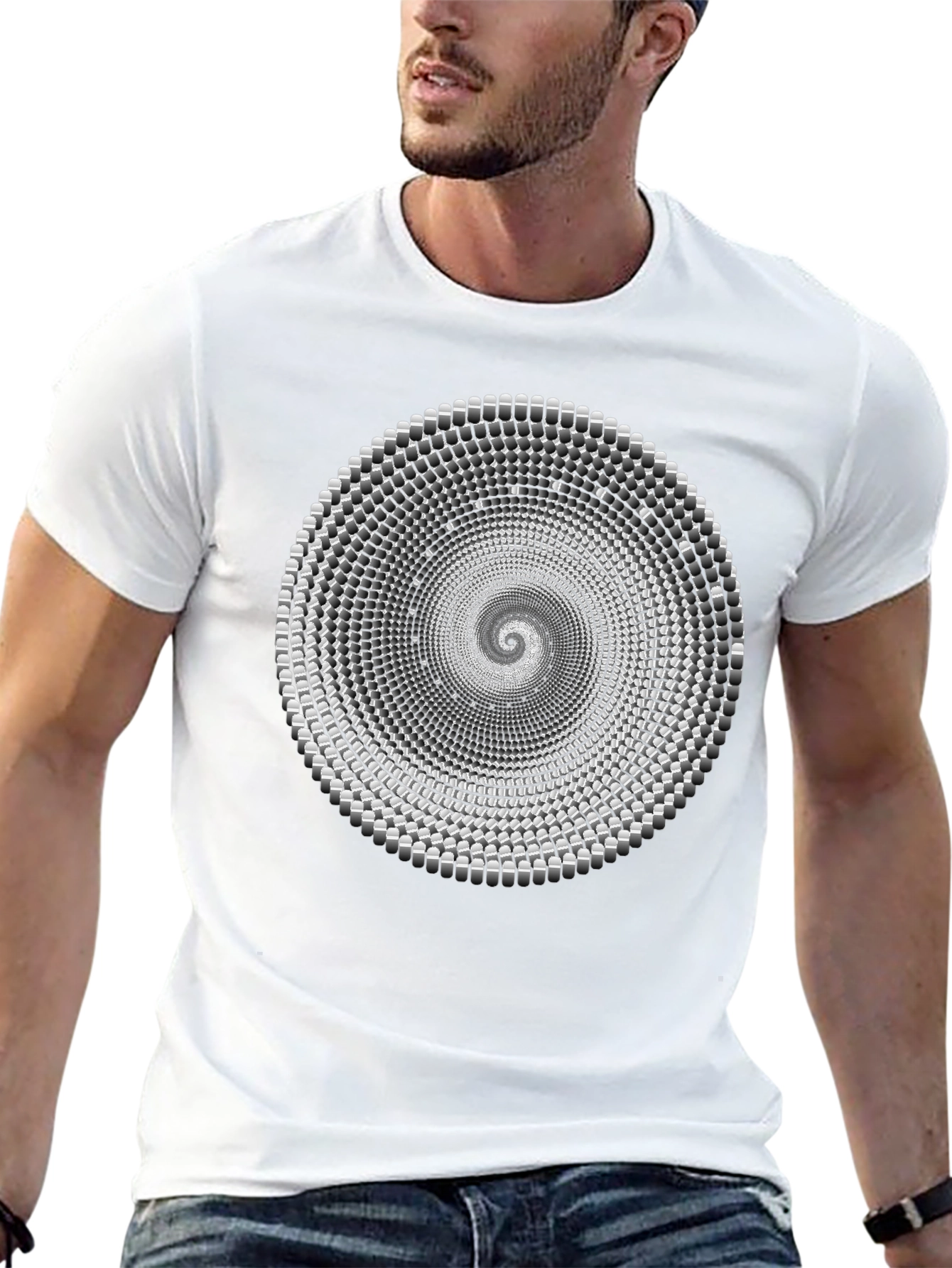 Hypnotic Spiral Graphic Print Black T-Shirt