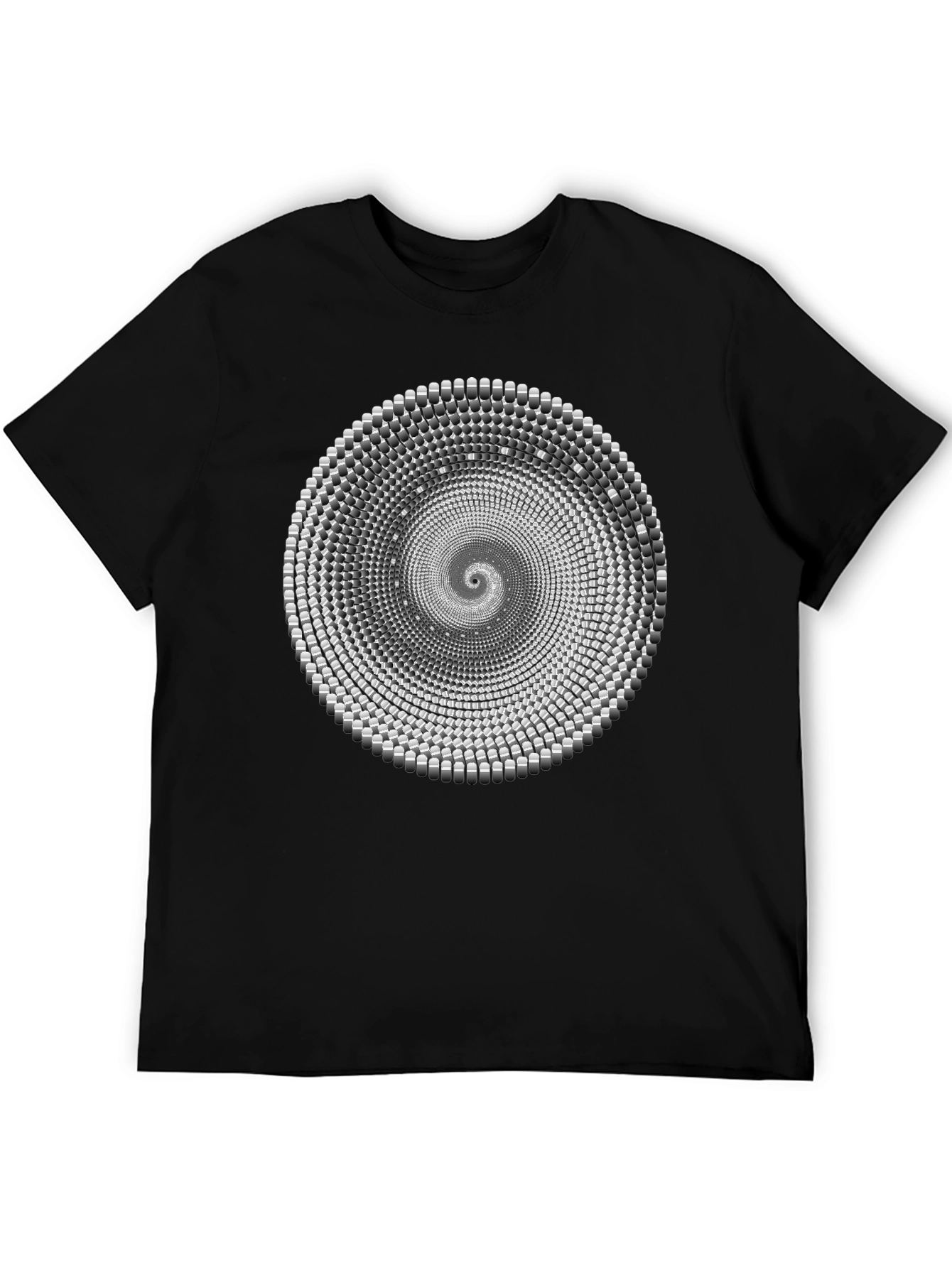 Hypnotic Spiral Graphic Print Black T-Shirt