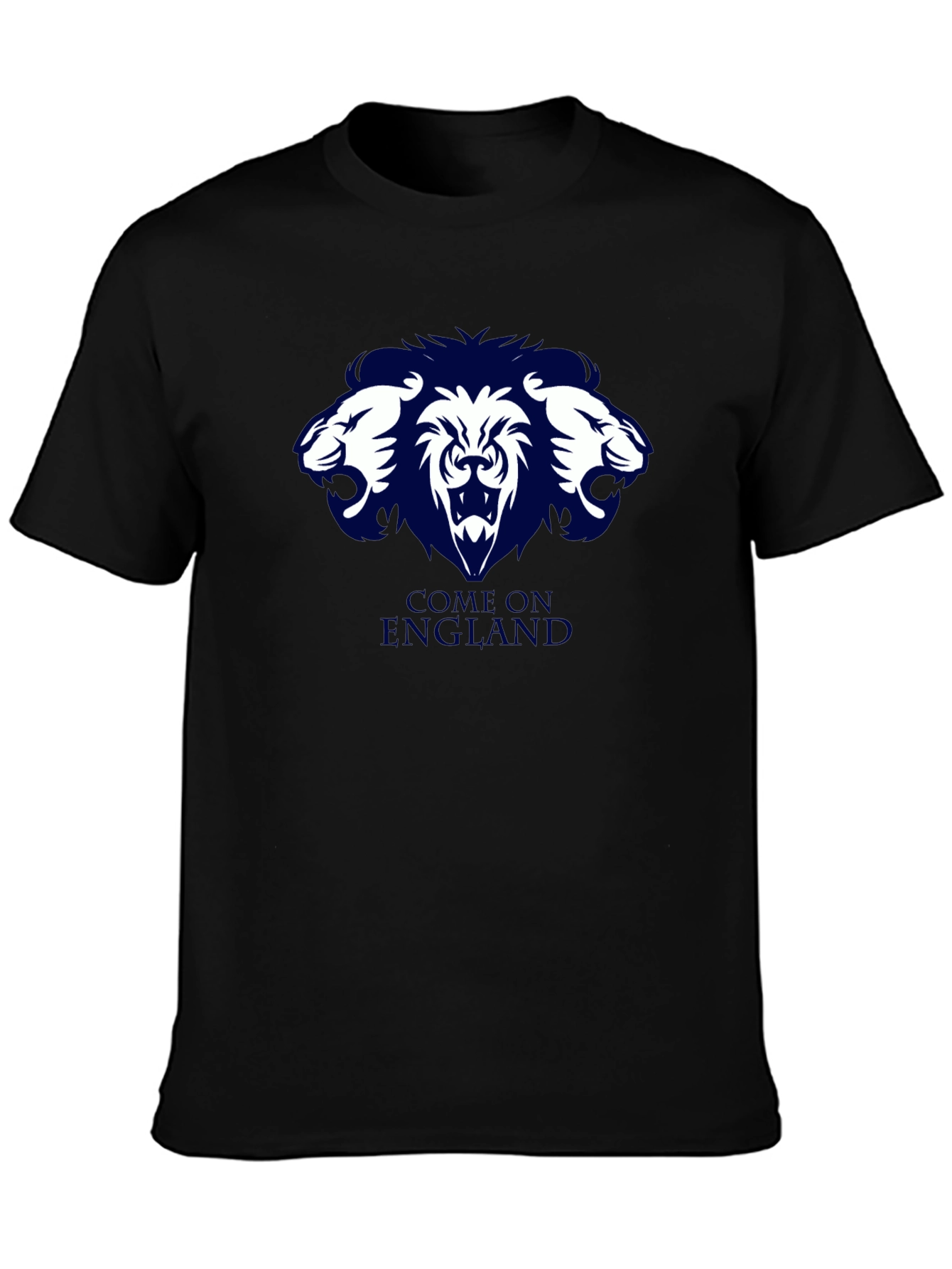 Come On England Three Lions Black T-Shirt