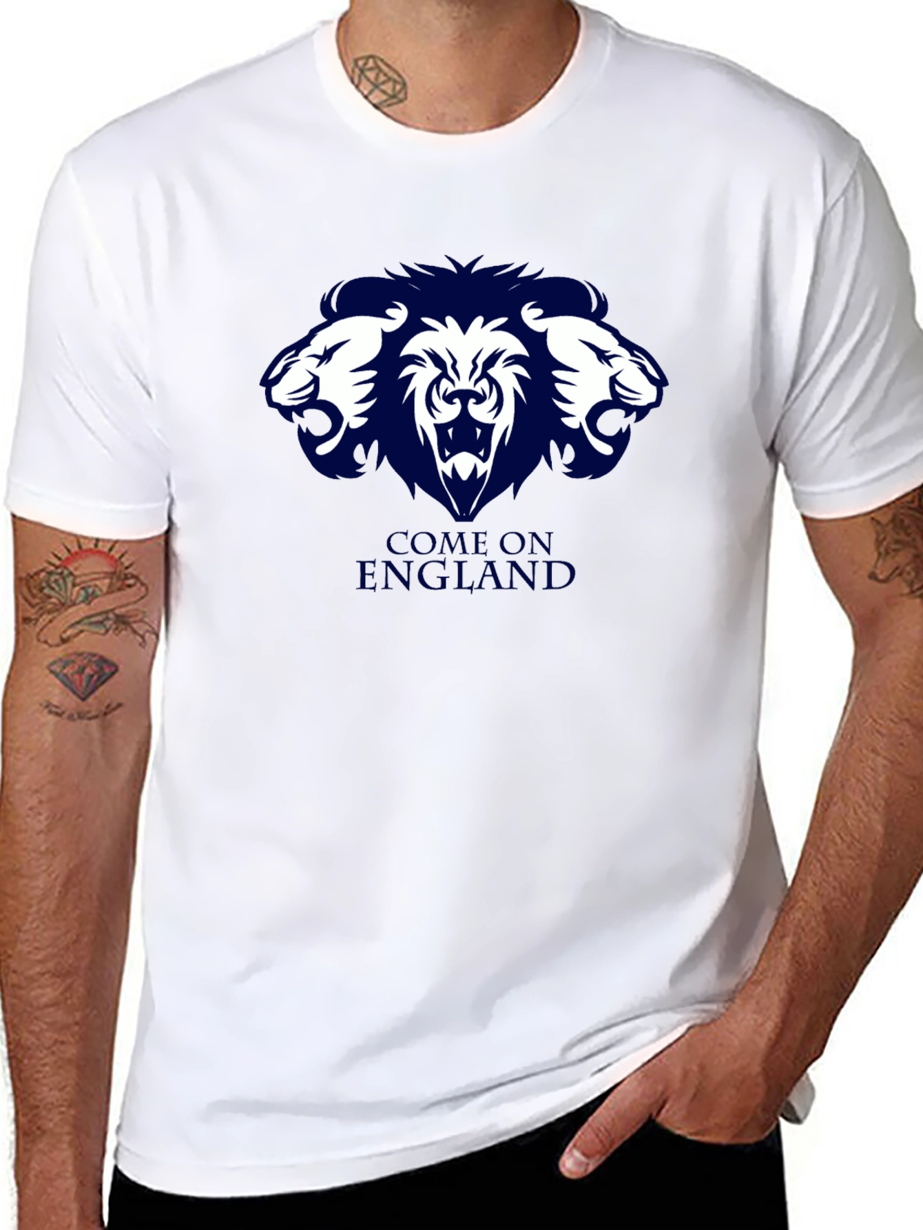 Come On England Three Lions Black T-Shirt