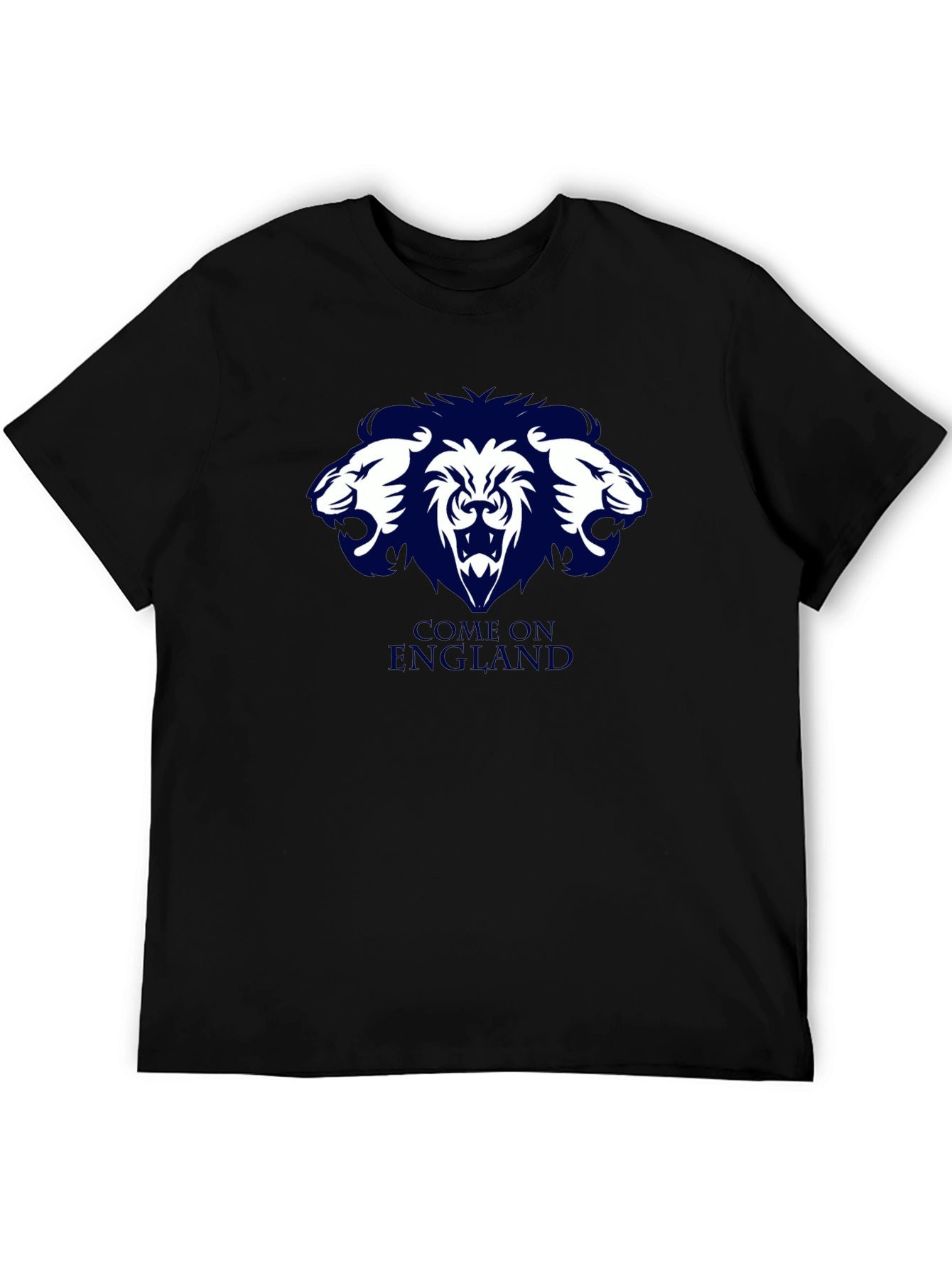 Come On England Three Lions Black T-Shirt