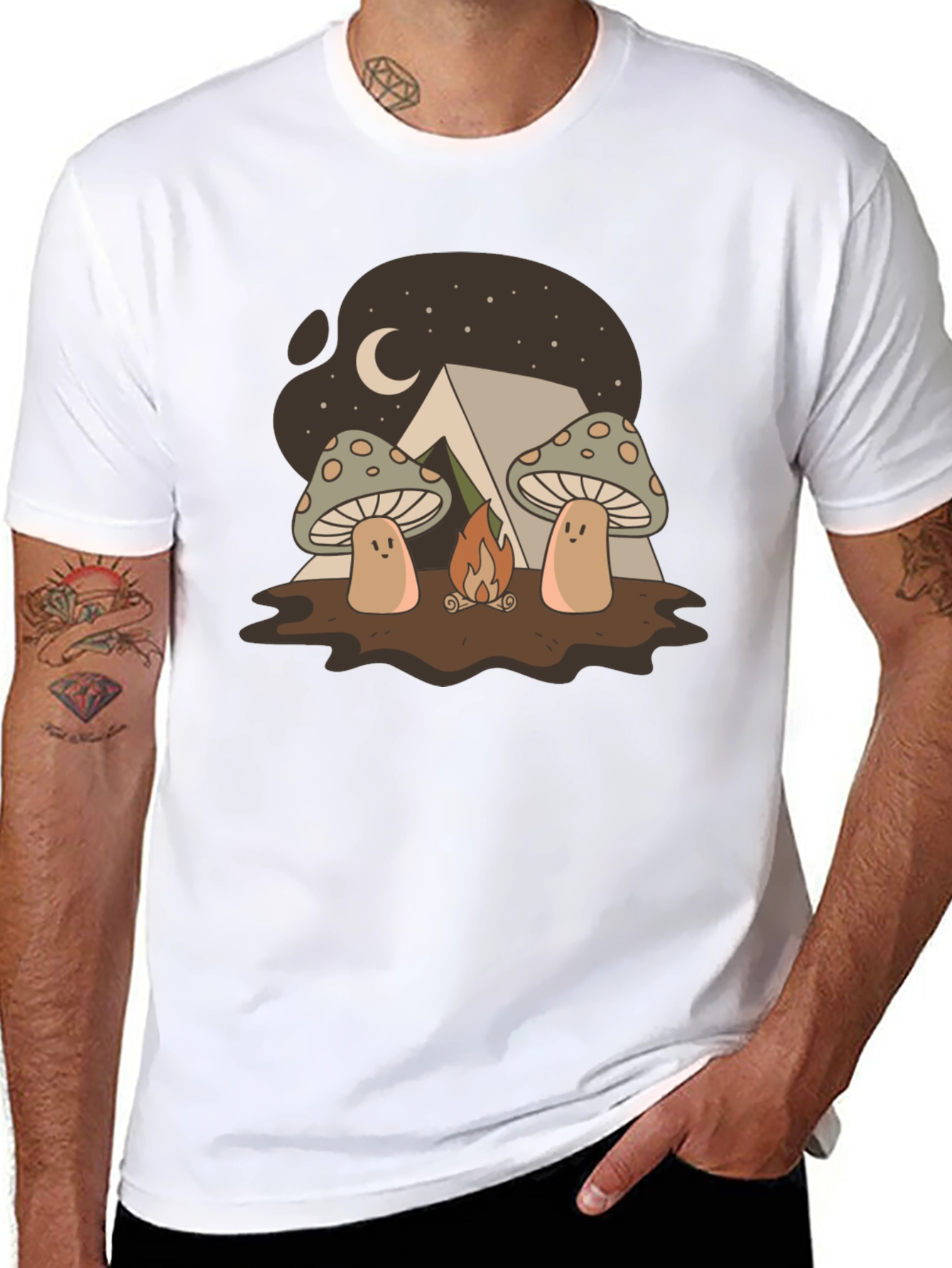 Cute Mushroom Camping Graphic Tee