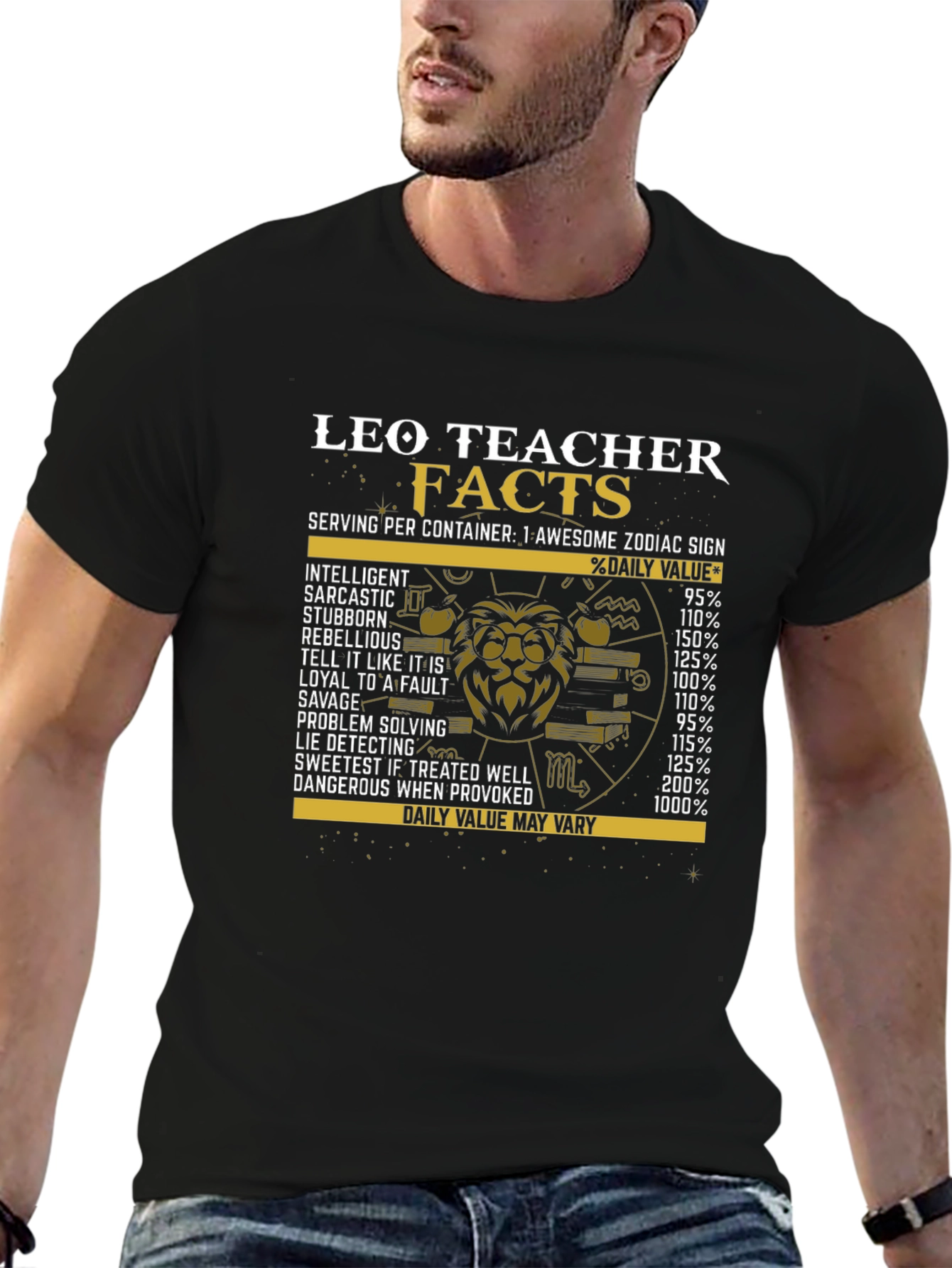 Leo Teacher Facts Graphic Tee - Zodiac Sign Shirt