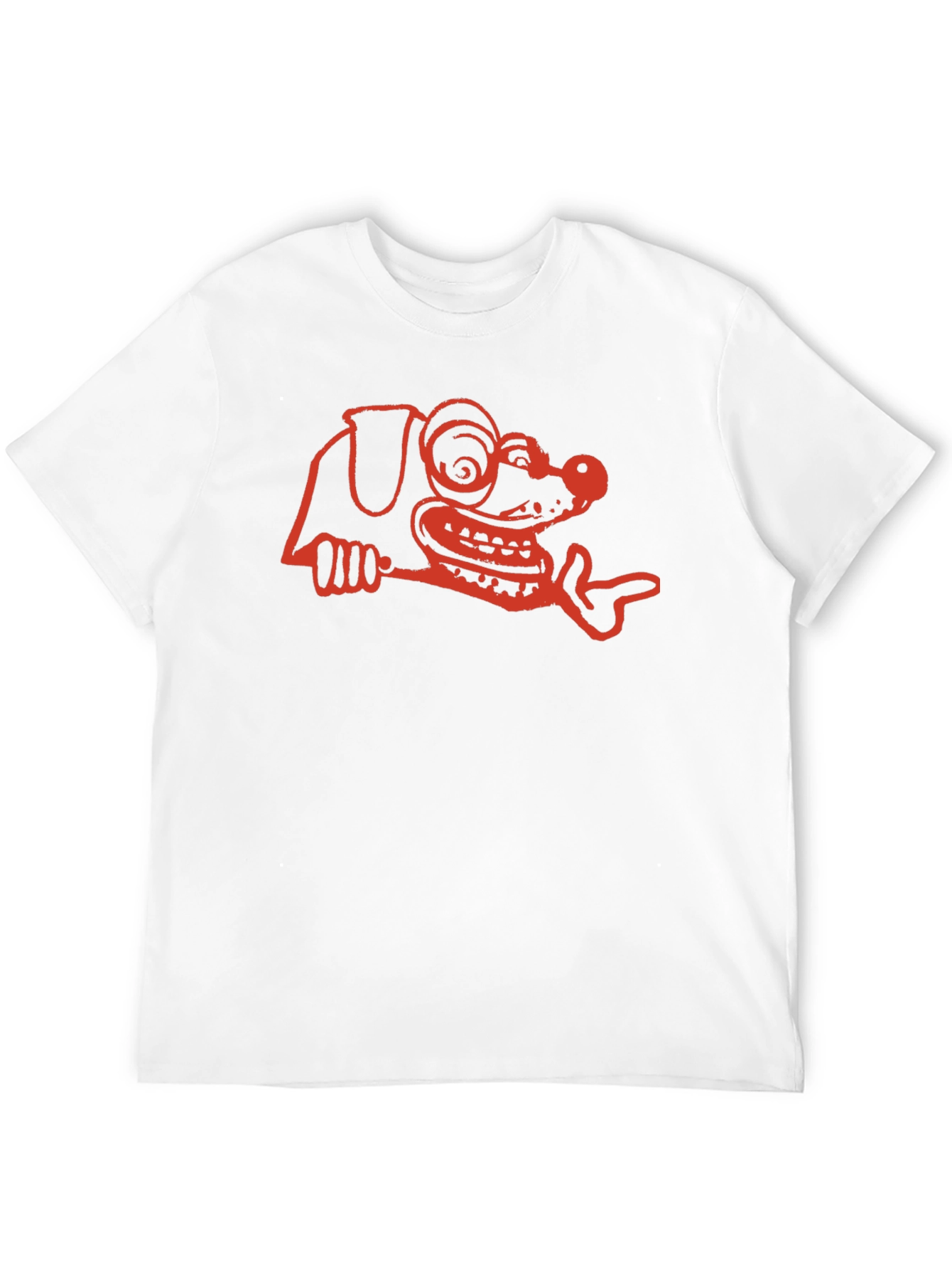 Cartoon Dog Graphic Tee - Black Cotton T-Shirt