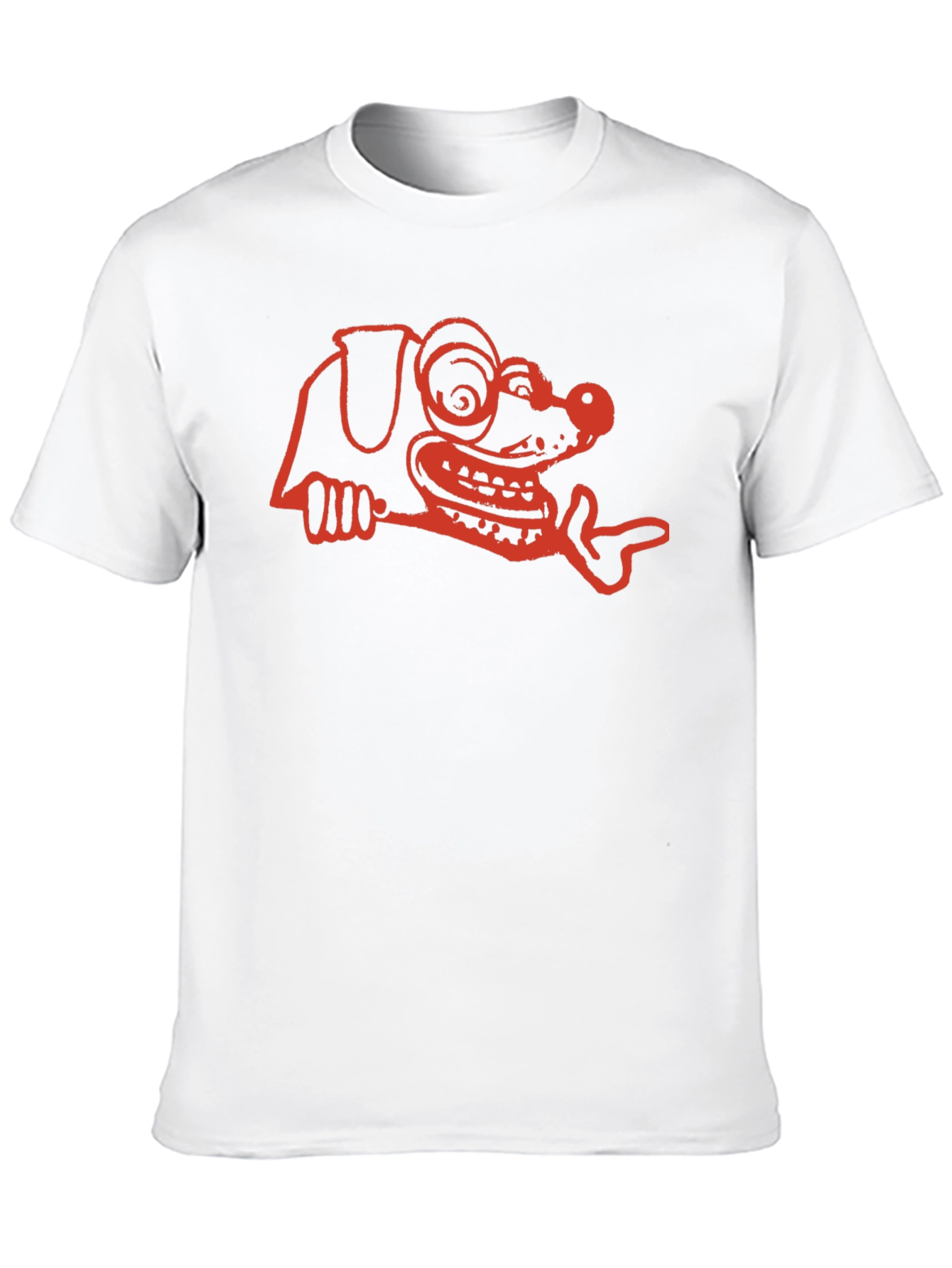 Cartoon Dog Graphic Tee - Black Cotton T-Shirt