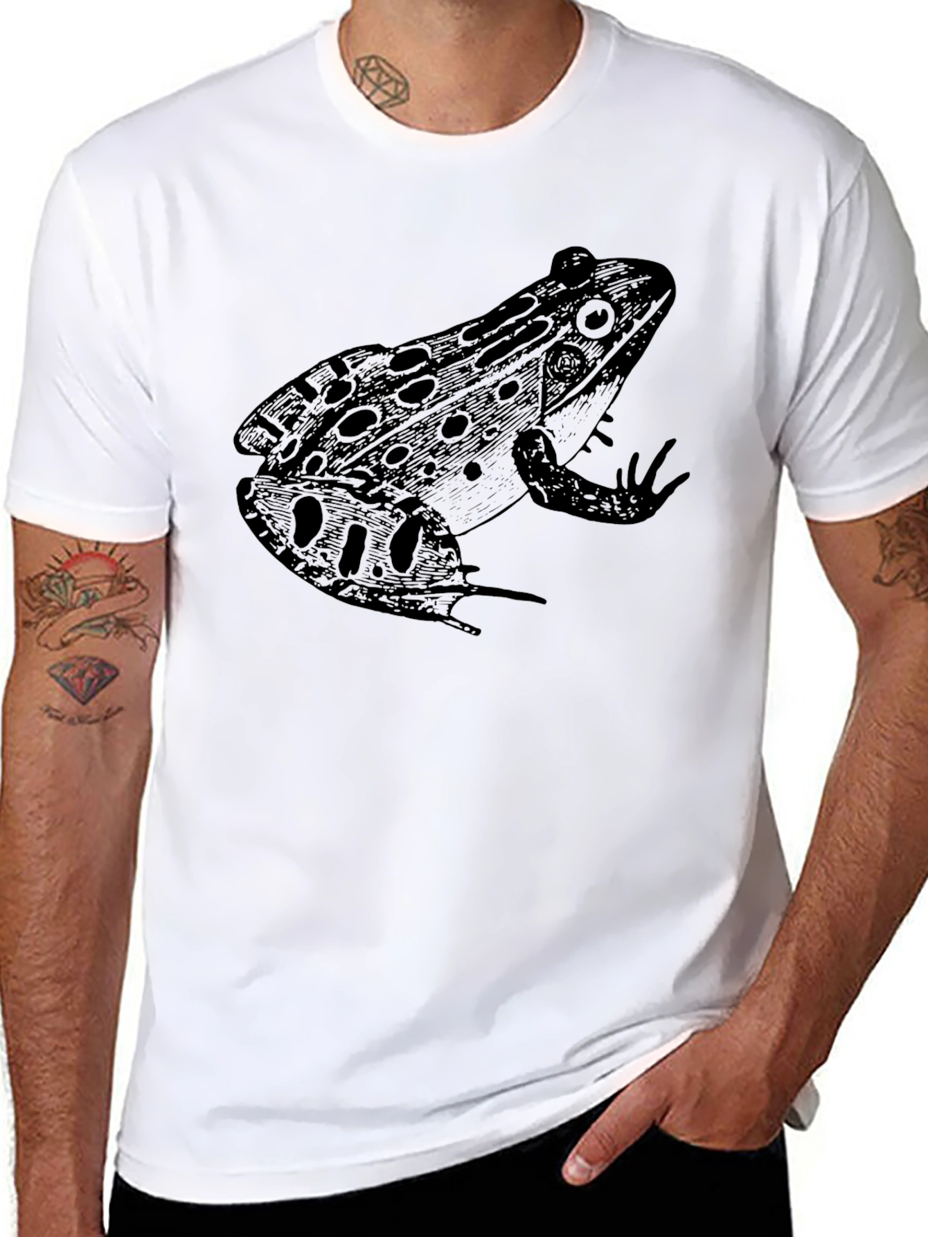Frog Graphic Tee - Black Cotton Casual T-Shirt