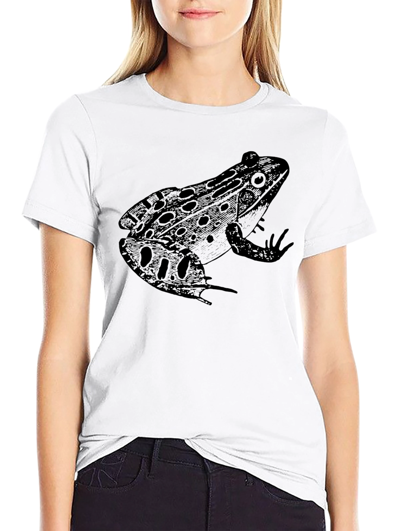 Frog Graphic Tee - Black Cotton Casual T-Shirt