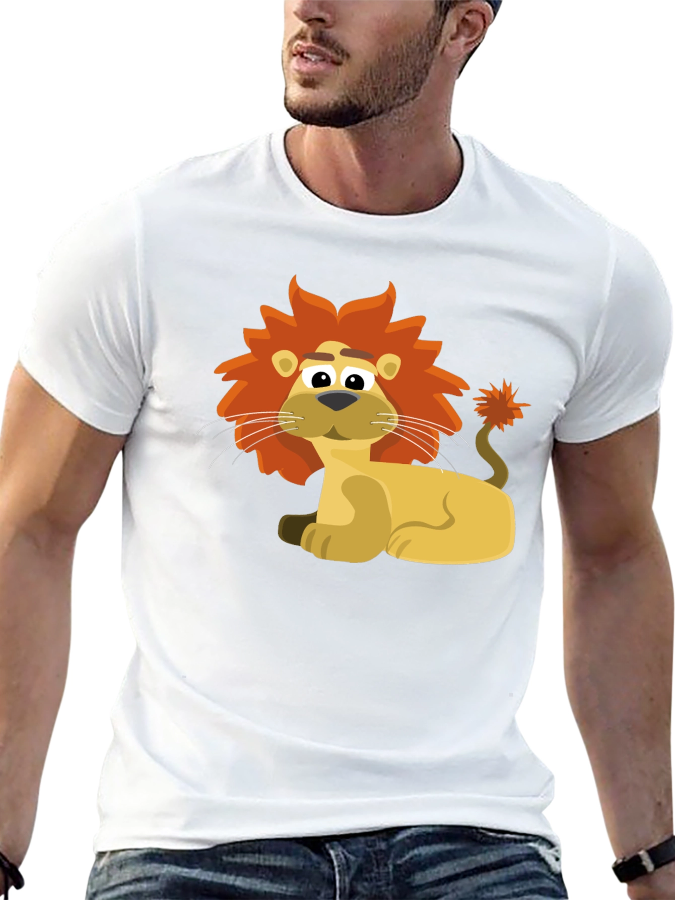 Lion Cartoon Graphic Tee - Black